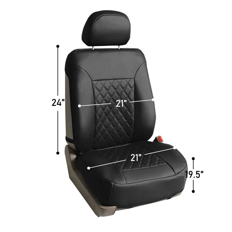 Quality Faux Leather Diamond Pattern Car Seat Cushions - Front Set Red