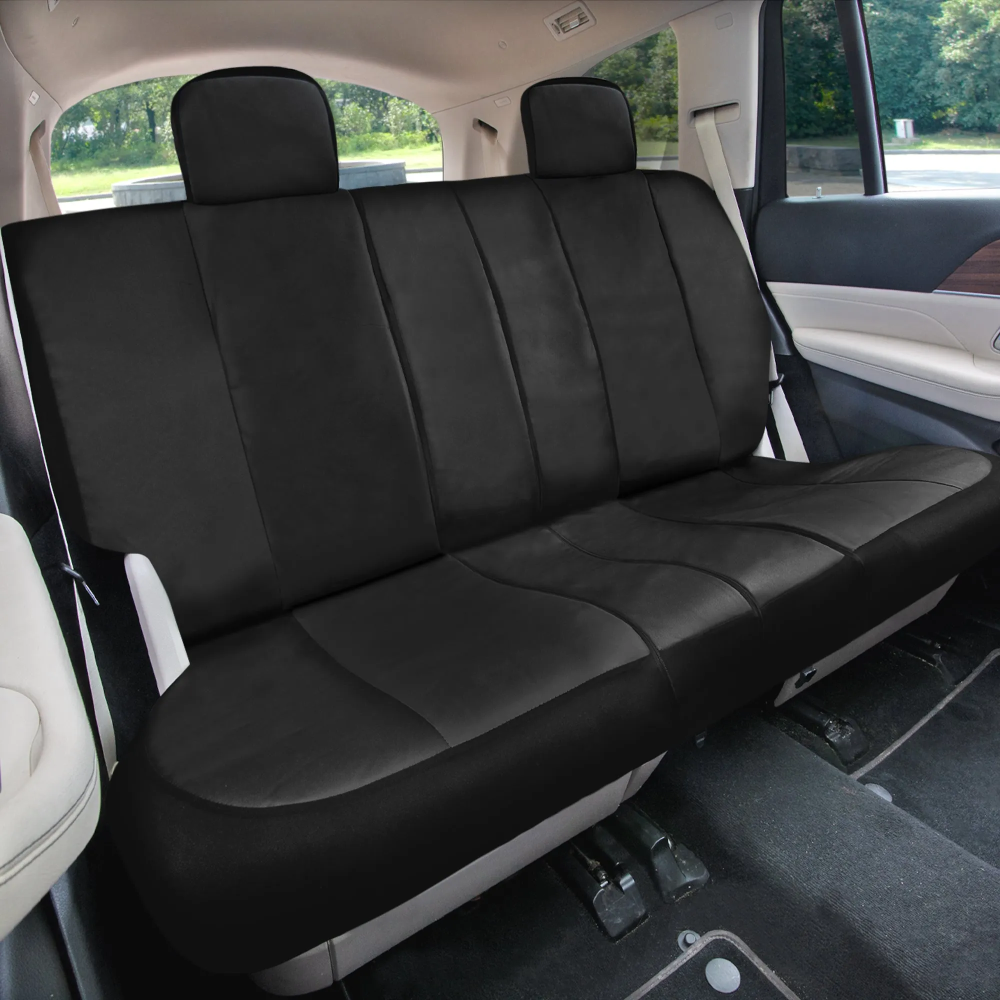 Racing PU Leather Seat Covers - Full Set Black