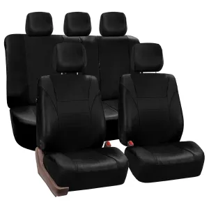 Racing PU Leather Seat Covers - Full Set Black