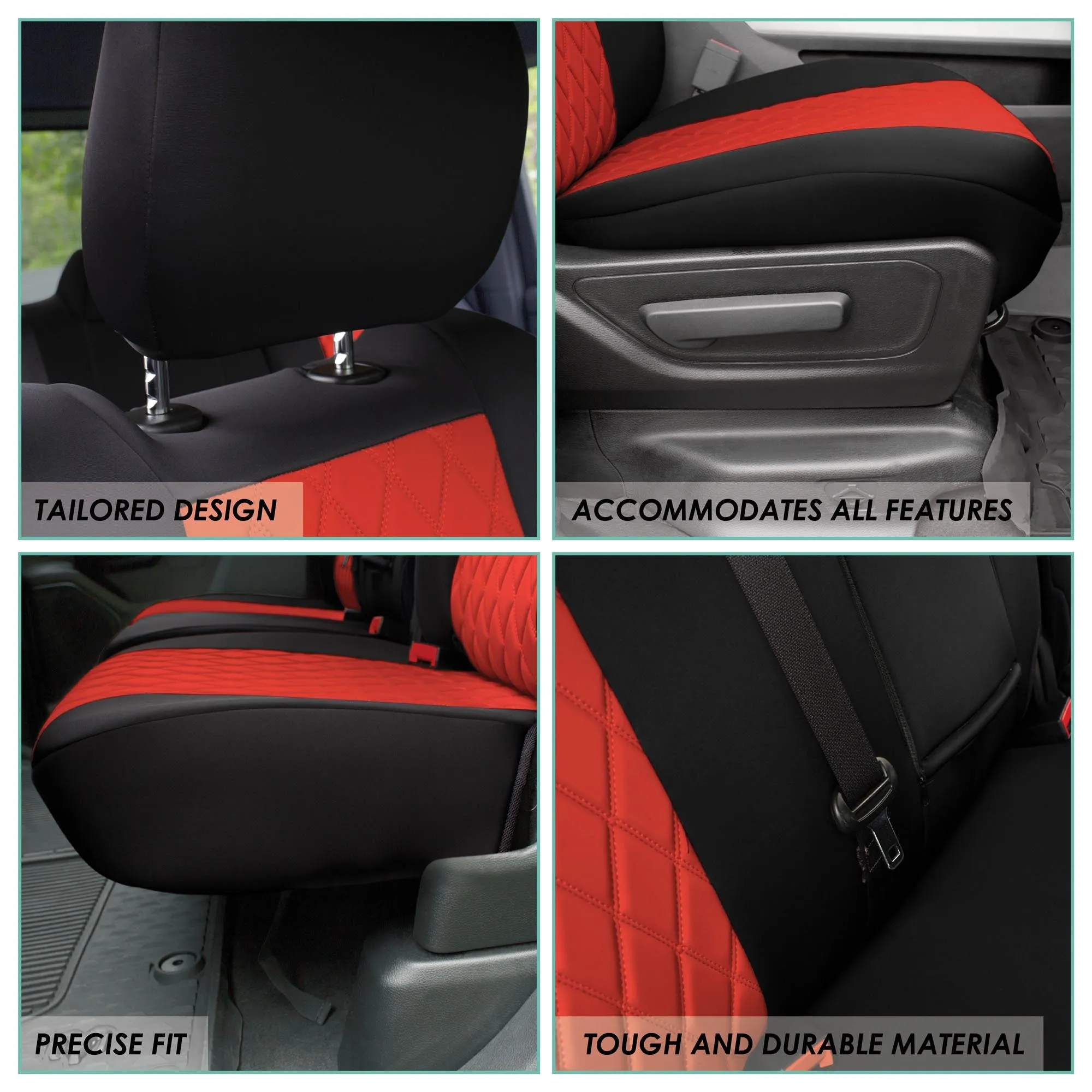 Ram 1500 2019-2024 - Full Set Seat Covers - Red Ultraflex Neoprene