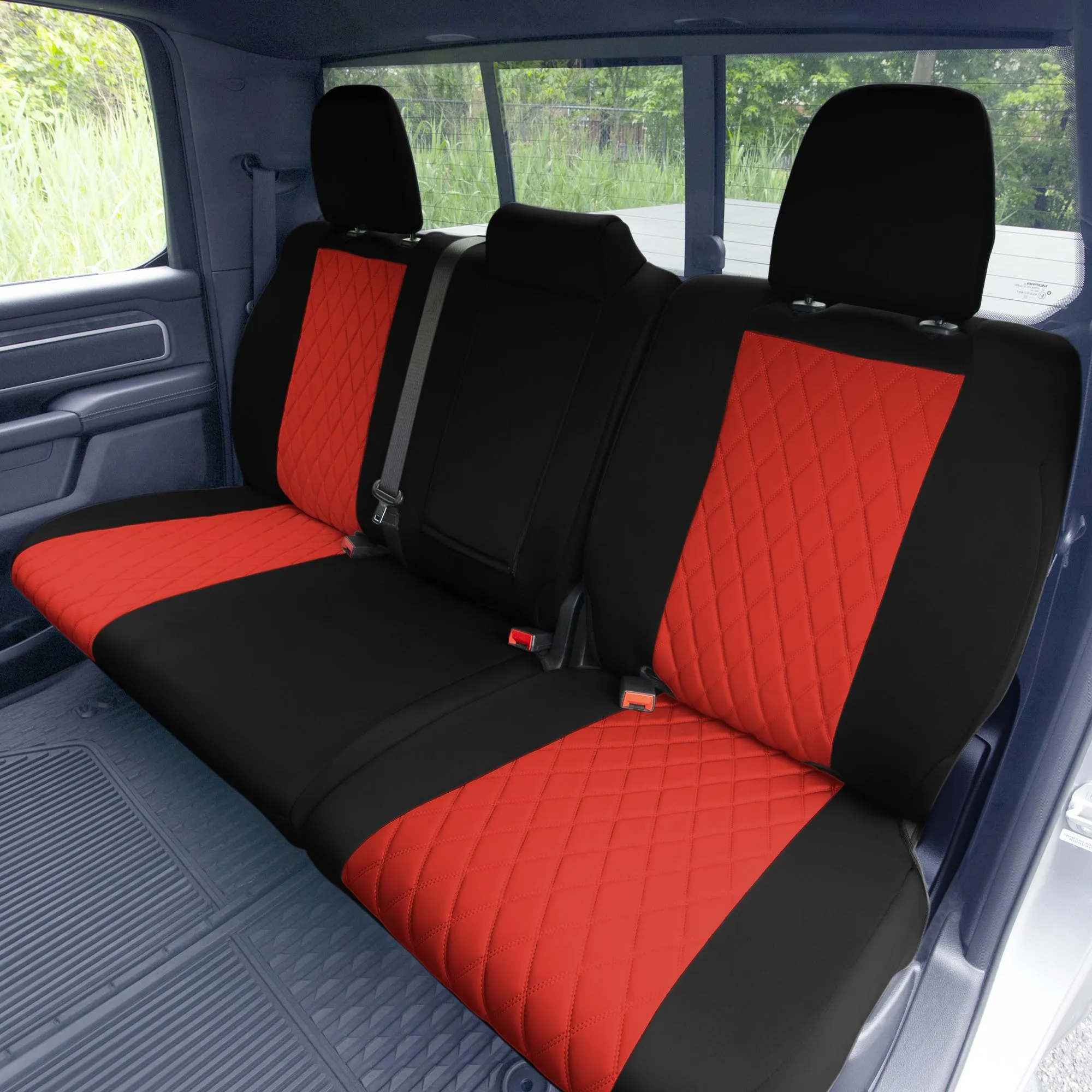 Ram 1500 2019-2024 - Rear Set Seat Covers - Red Ultraflex Neoprene