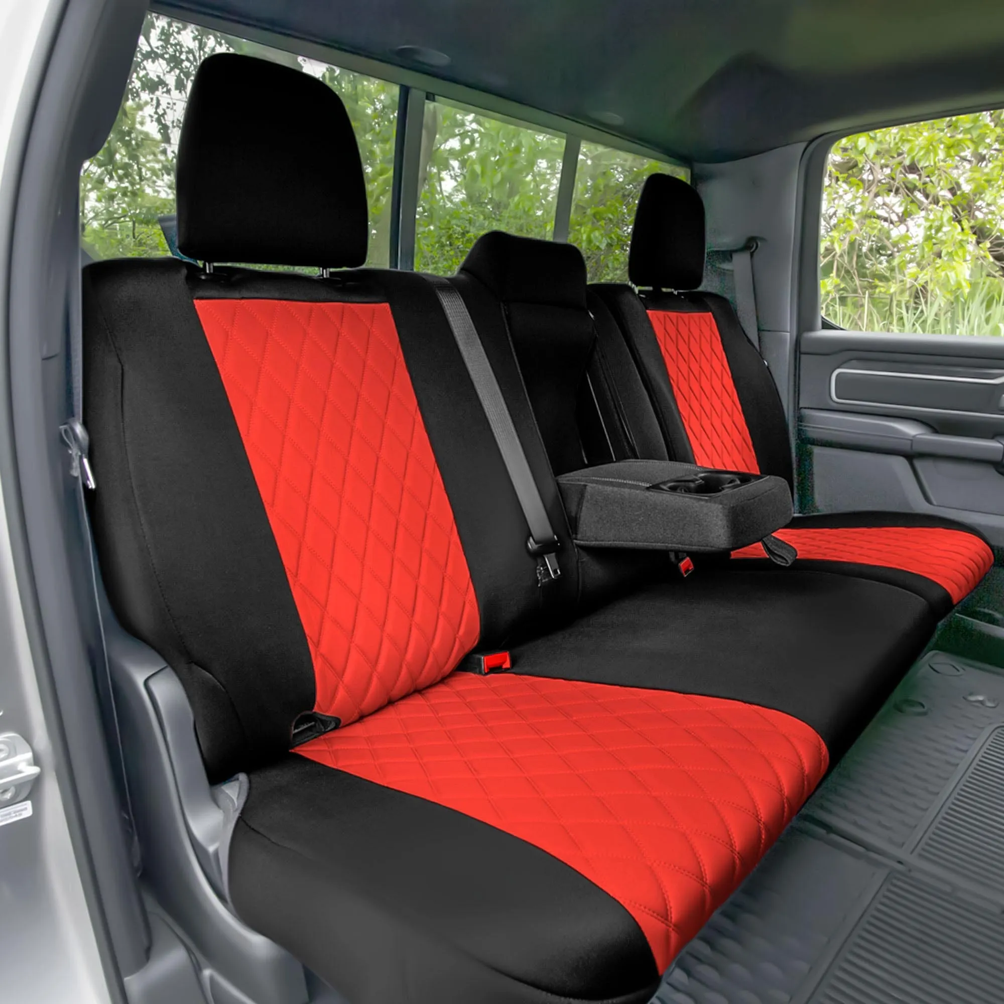 Ram 1500 2019-2024 - Rear Set Seat Covers - Red Ultraflex Neoprene