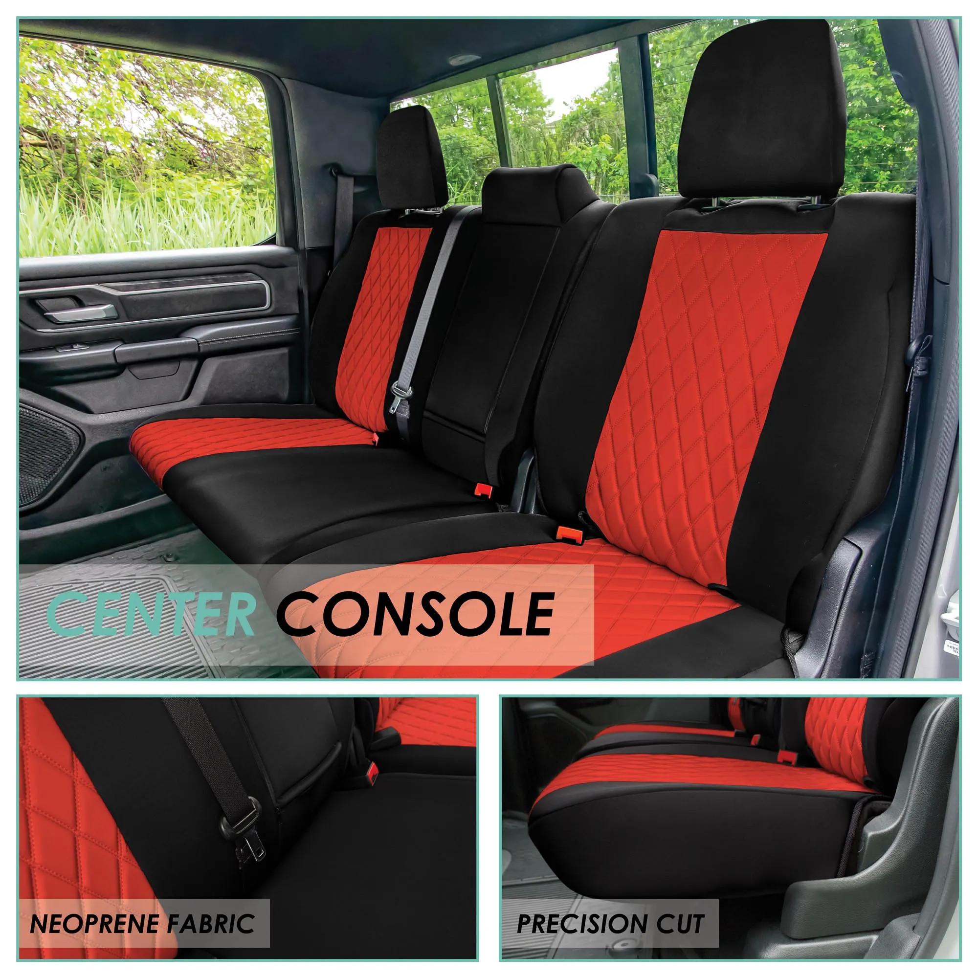 Ram 1500 2019-2024 - Rear Set Seat Covers - Red Ultraflex Neoprene