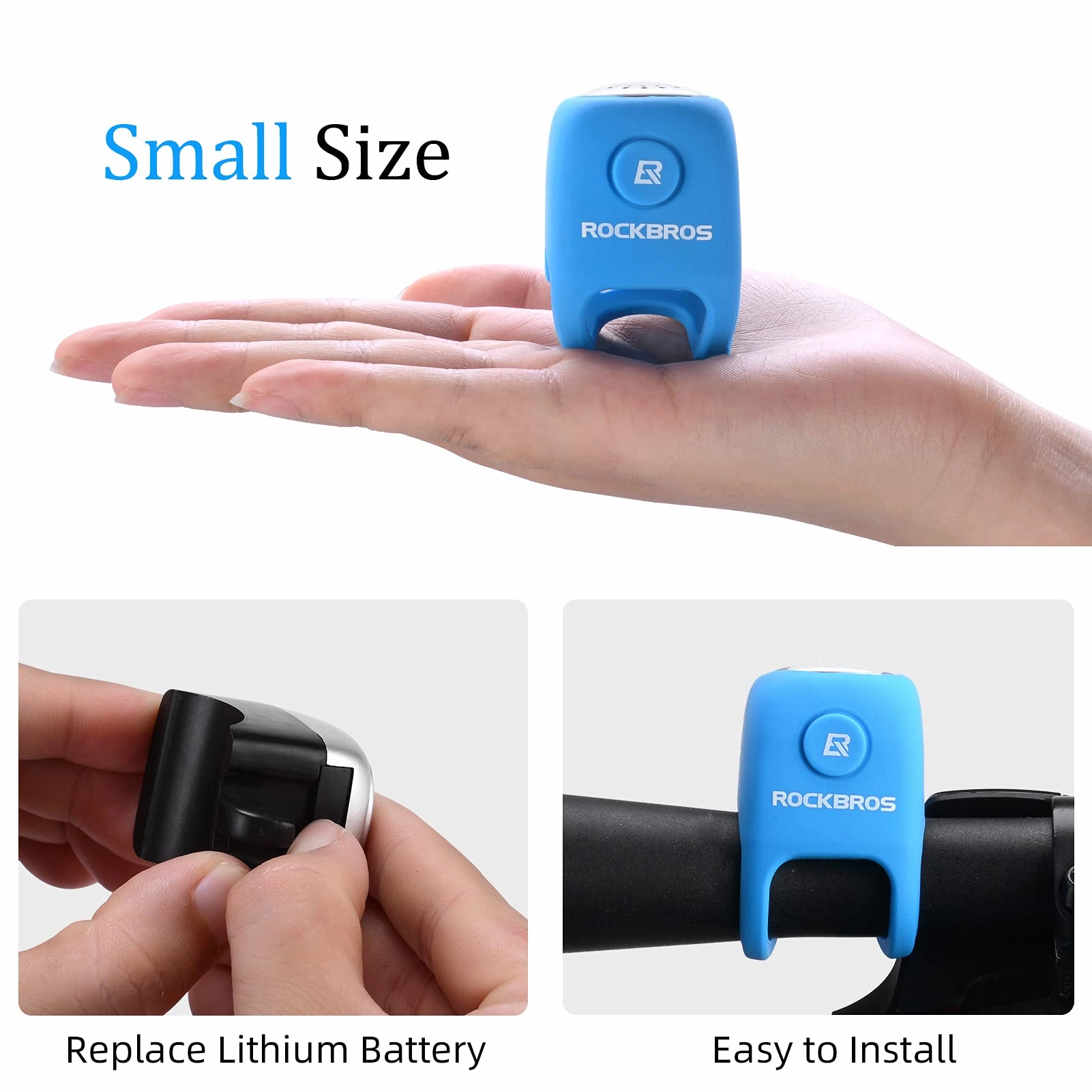 ROCKBROS Electric Bicycle Bells Loud Horn Ring Rainproof 3 Modes 90DB