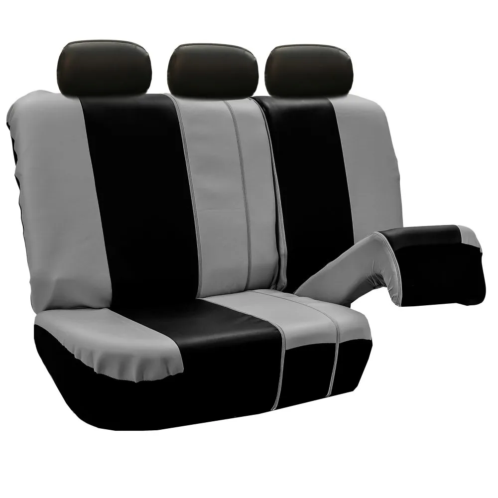 Royal PU Leather Seat Covers  - Rear Gray / Black