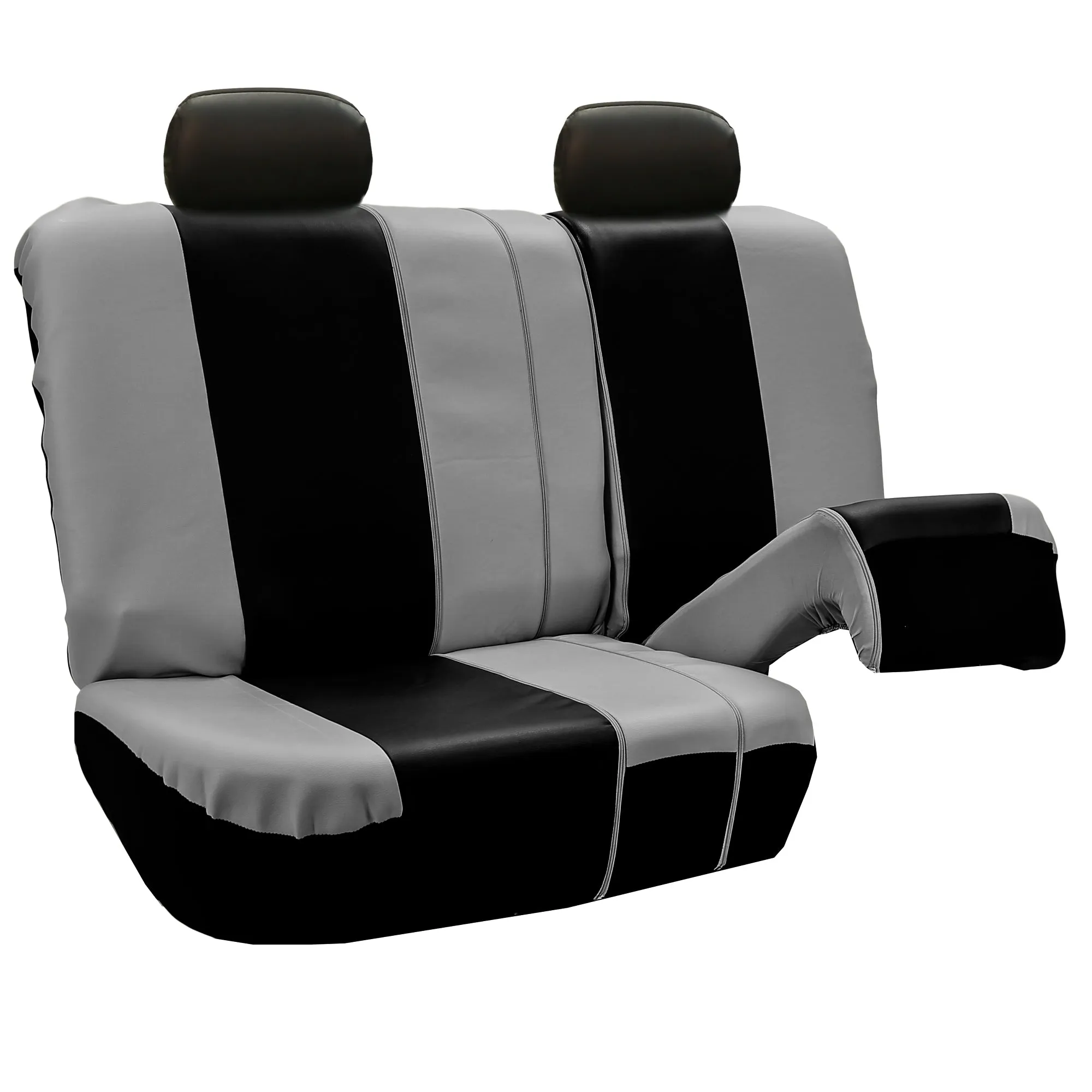 Royal PU Leather Seat Covers  - Rear Gray / Black