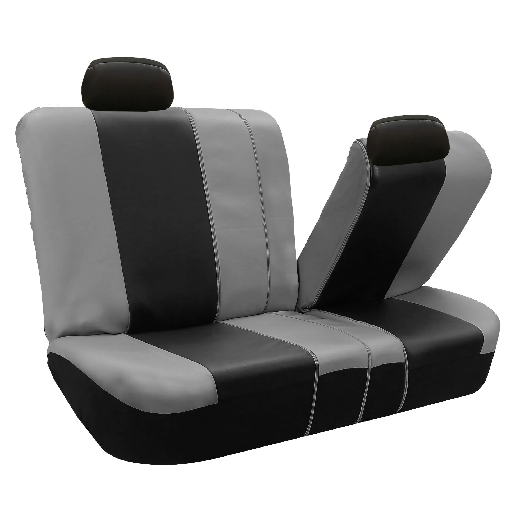 Royal PU Leather Seat Covers  - Rear Gray / Black