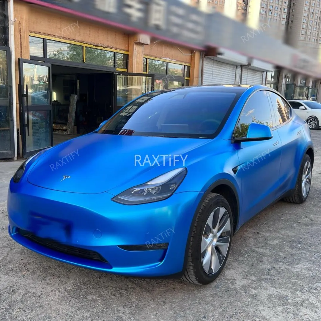 Satin Metallic Deep Blue Vinyl Wrap
