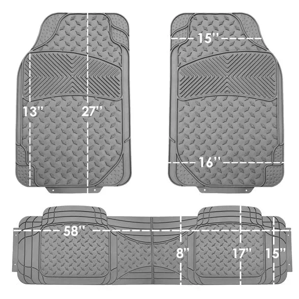 Semi-Custom ClimaProof Trimmable Non-Slip Vinyl Car Floor Mats - Full Set Gray