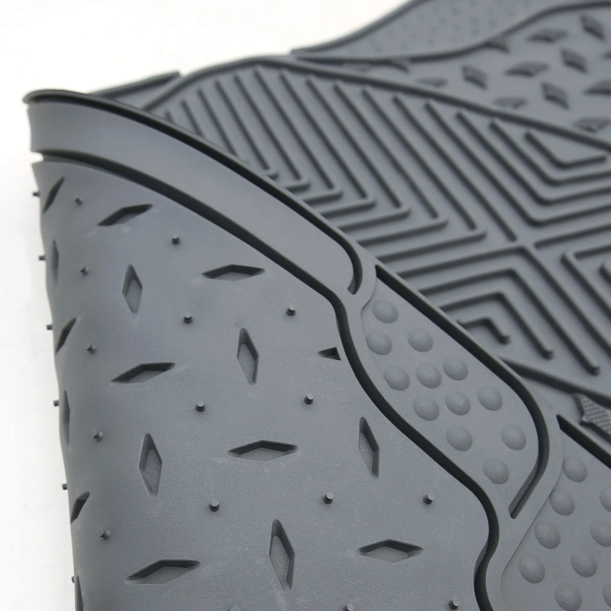 Semi-Custom ClimaProof Trimmable Non-Slip Vinyl Car Floor Mats - Full Set Gray