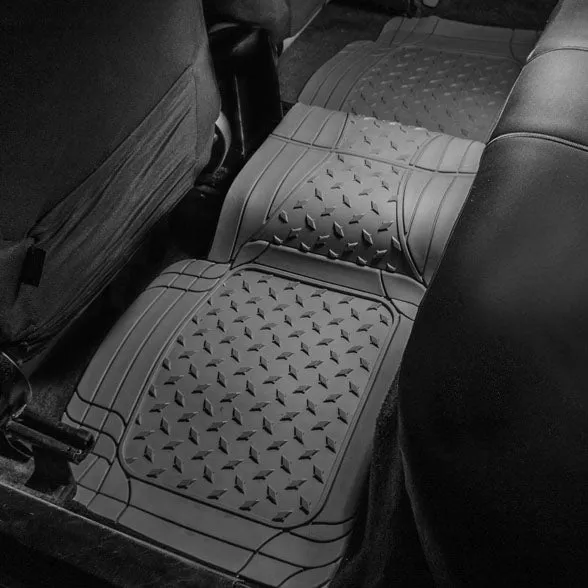 Semi-Custom ClimaProof Trimmable Non-Slip Vinyl Car Floor Mats - Full Set Gray