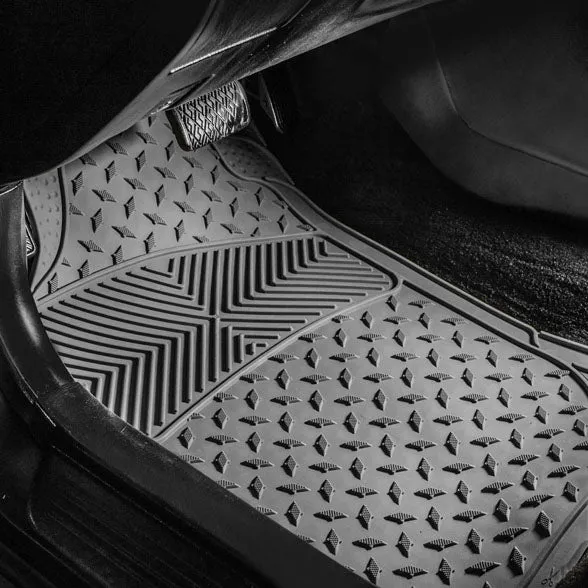 Semi-Custom ClimaProof Trimmable Non-Slip Vinyl Car Floor Mats - Full Set Gray