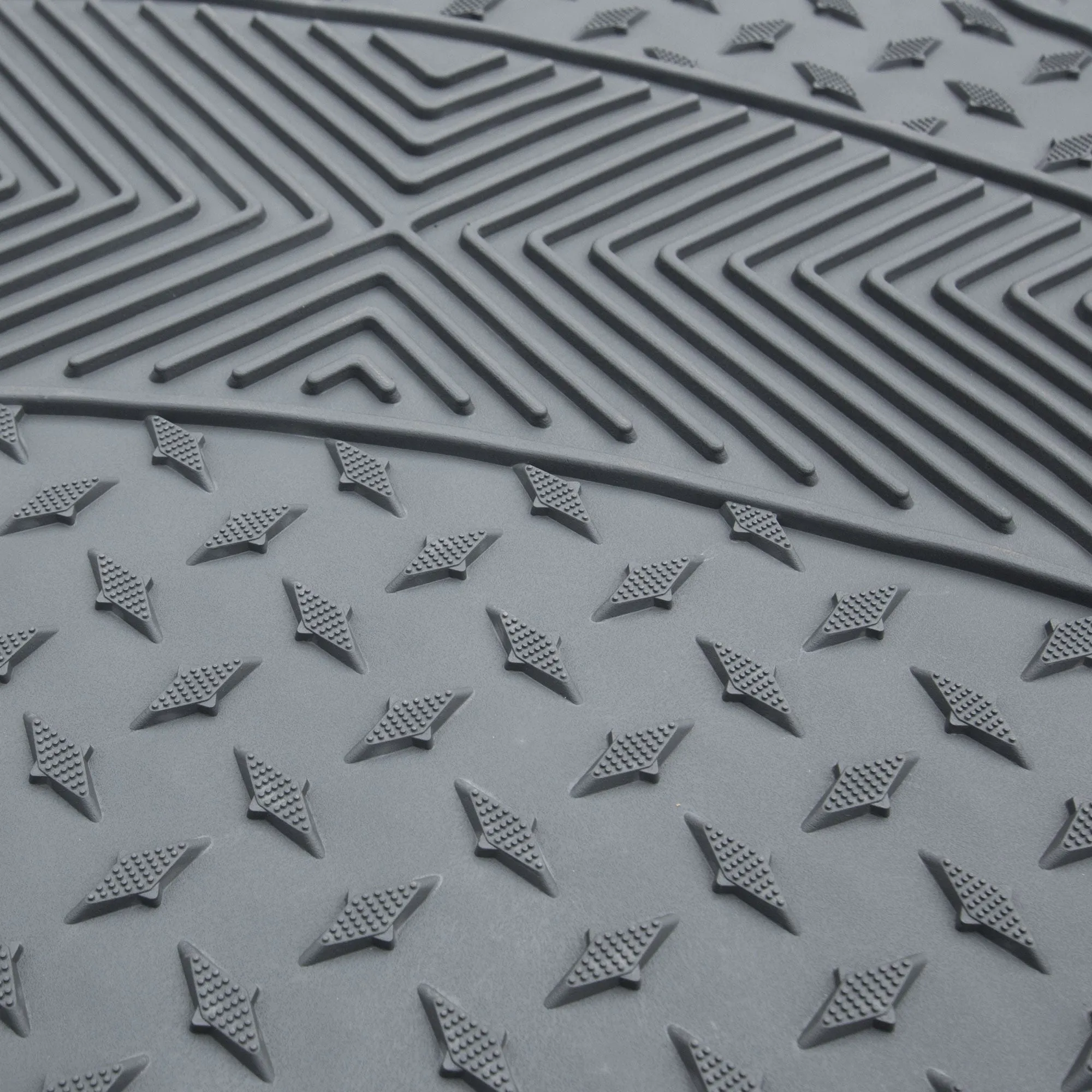 Semi-Custom ClimaProof Trimmable Non-Slip Vinyl Car Floor Mats - Full Set Gray