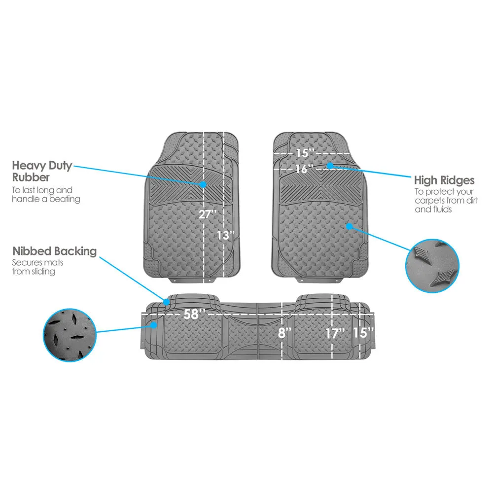Semi-Custom ClimaProof Trimmable Non-Slip Vinyl Car Floor Mats - Full Set Gray