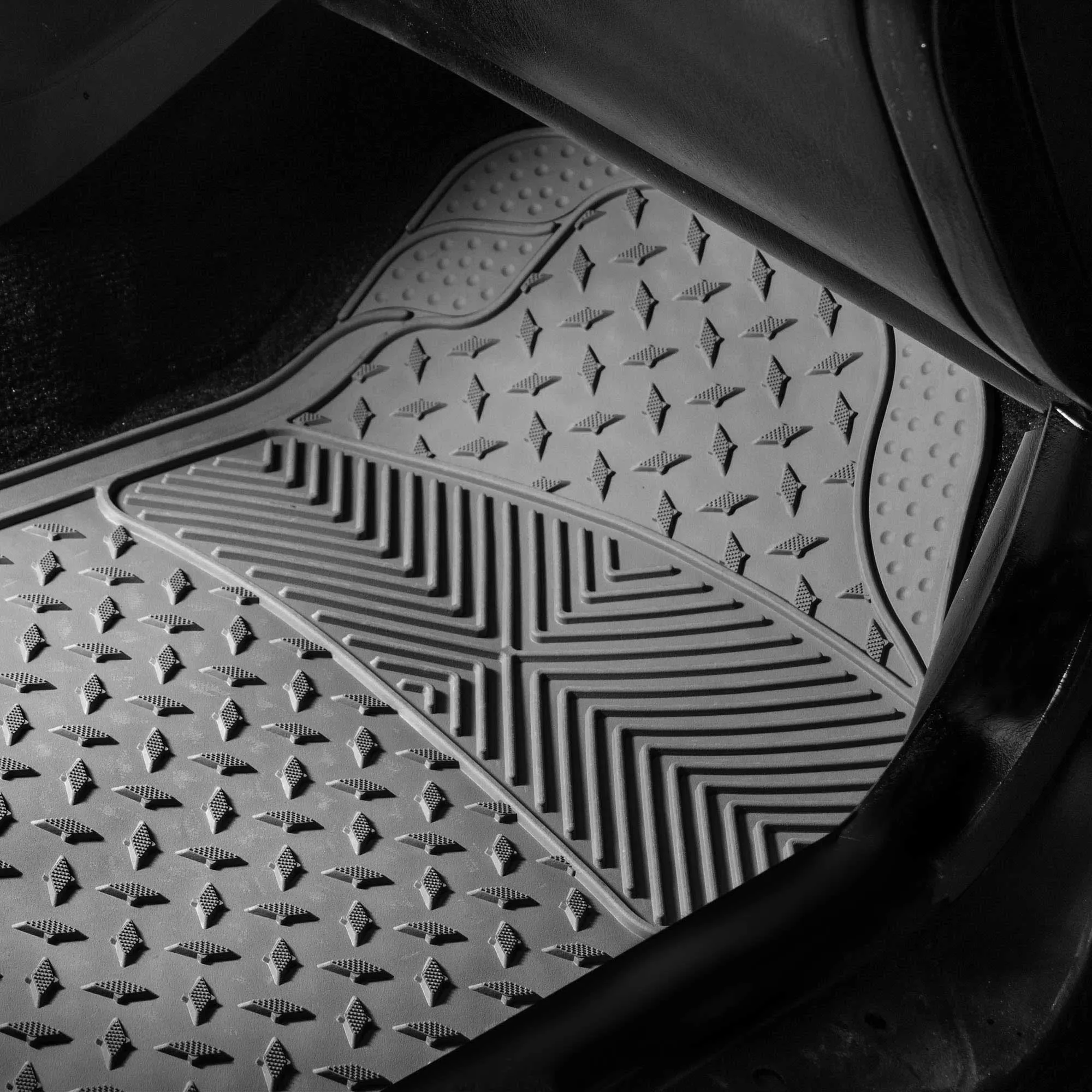 Semi-Custom ClimaProof Trimmable Non-Slip Vinyl Car Floor Mats - Full Set Gray