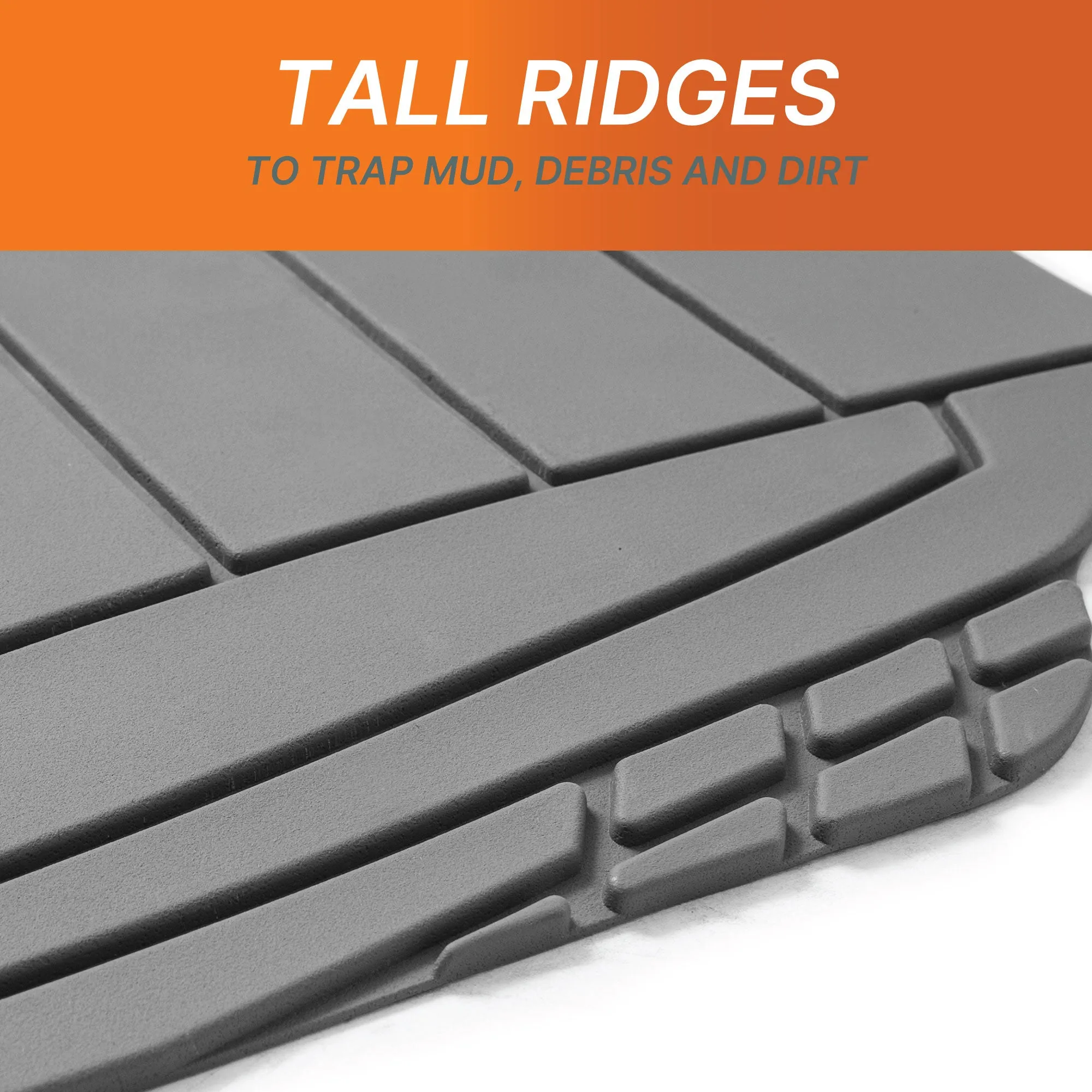 Sleek Linear Car Floor Mats - Full Set Gray