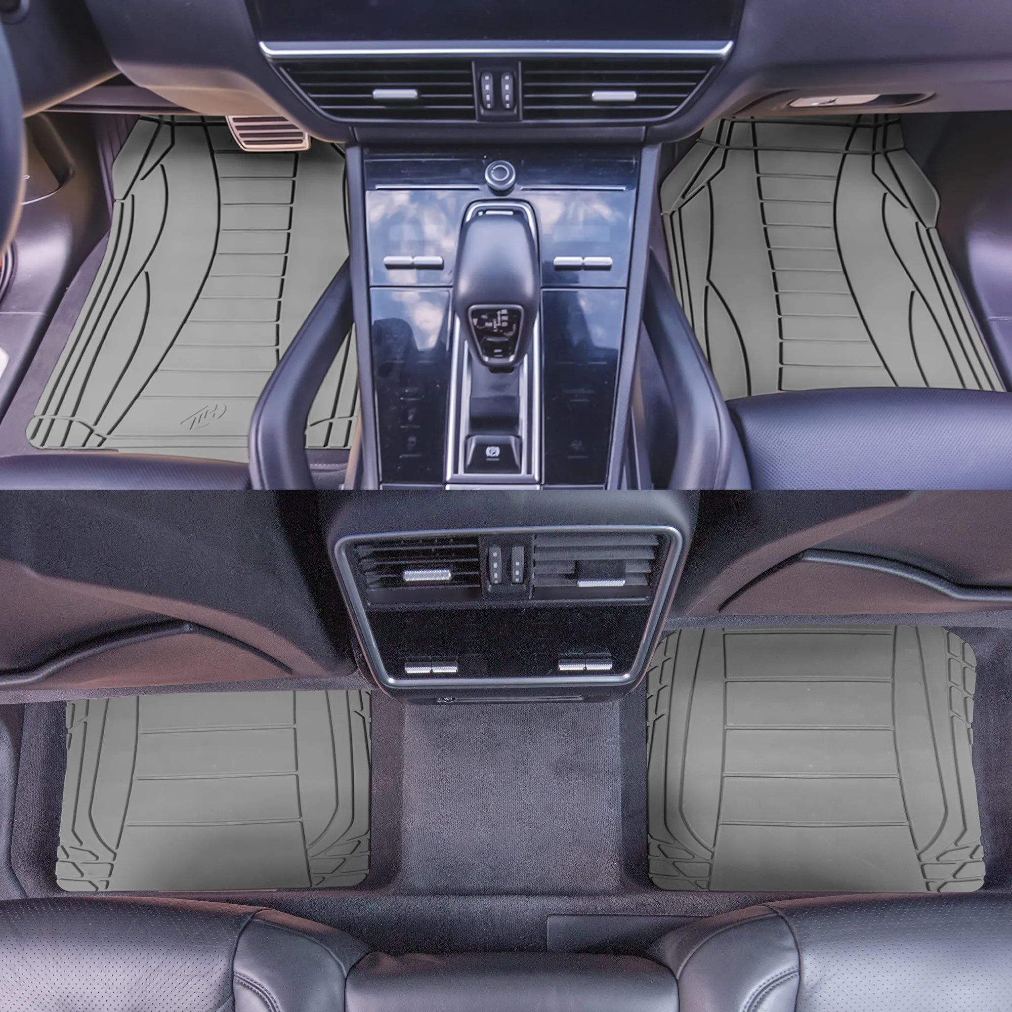 Sleek Linear Car Floor Mats - Full Set Gray
