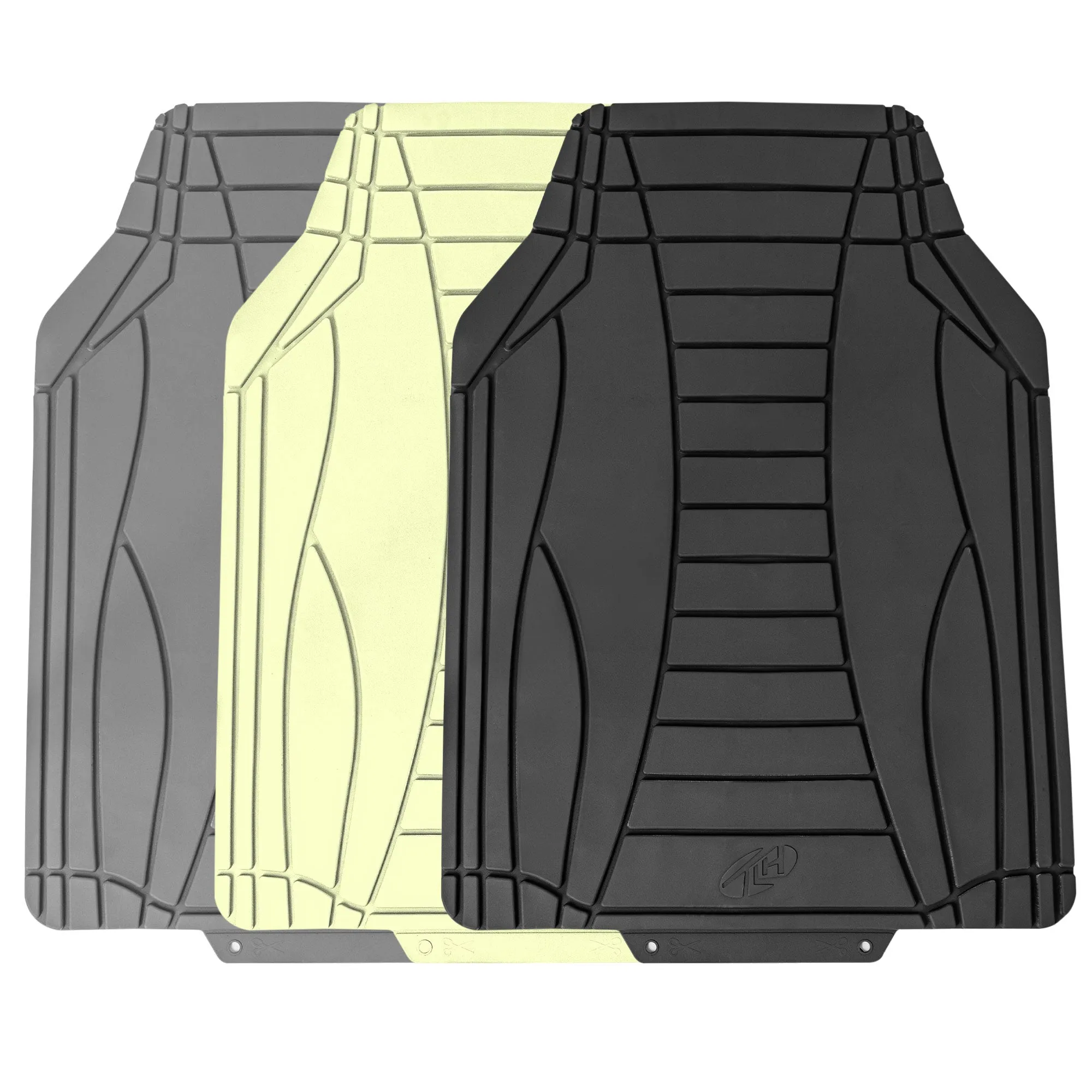 Sleek Linear Car Floor Mats - Full Set Gray
