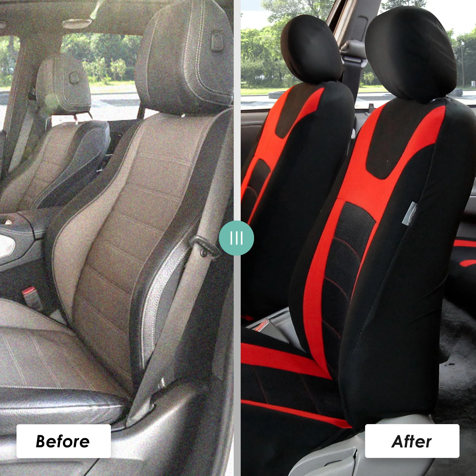 Sports Seat Covers - Full Set Red