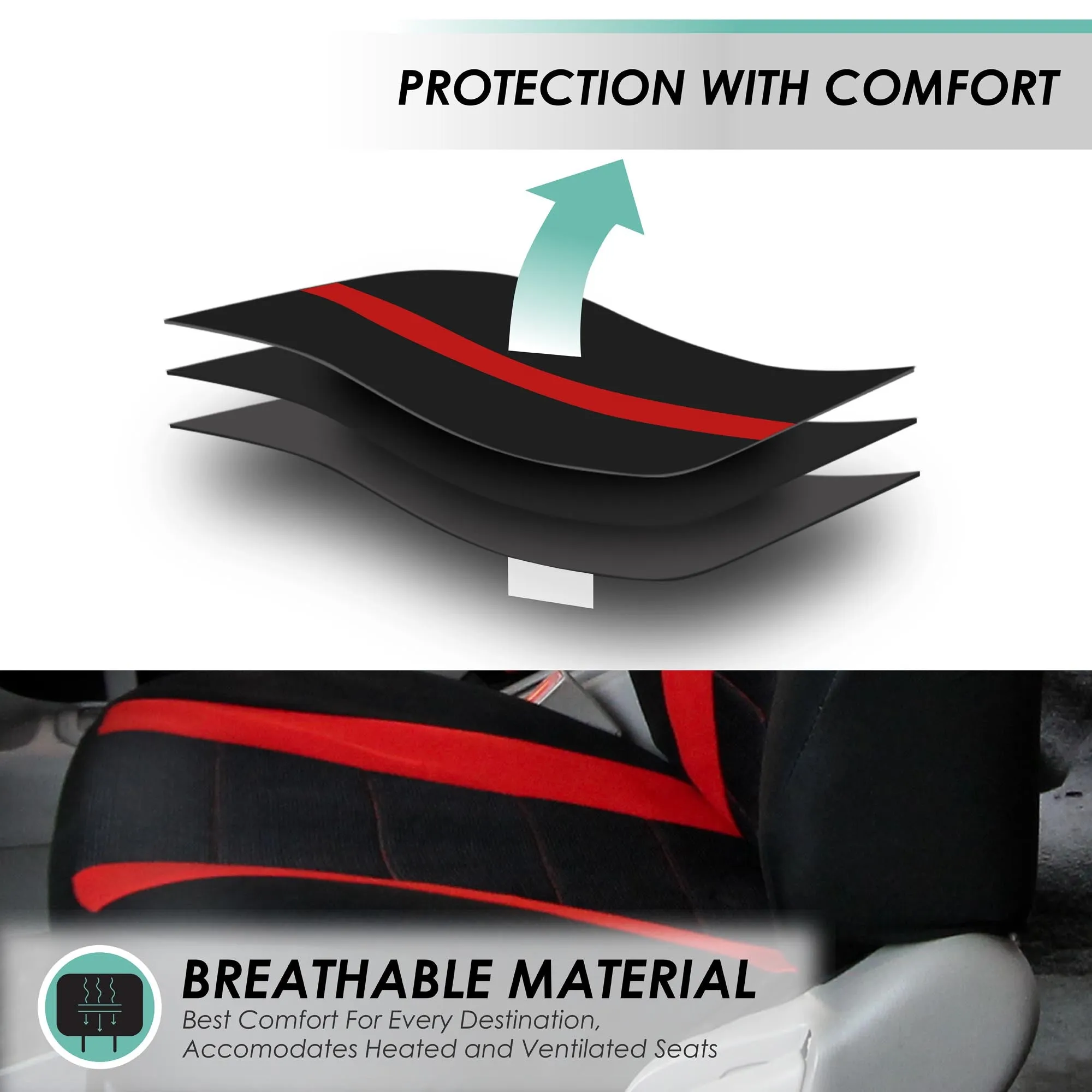 Sports Seat Covers - Full Set Red