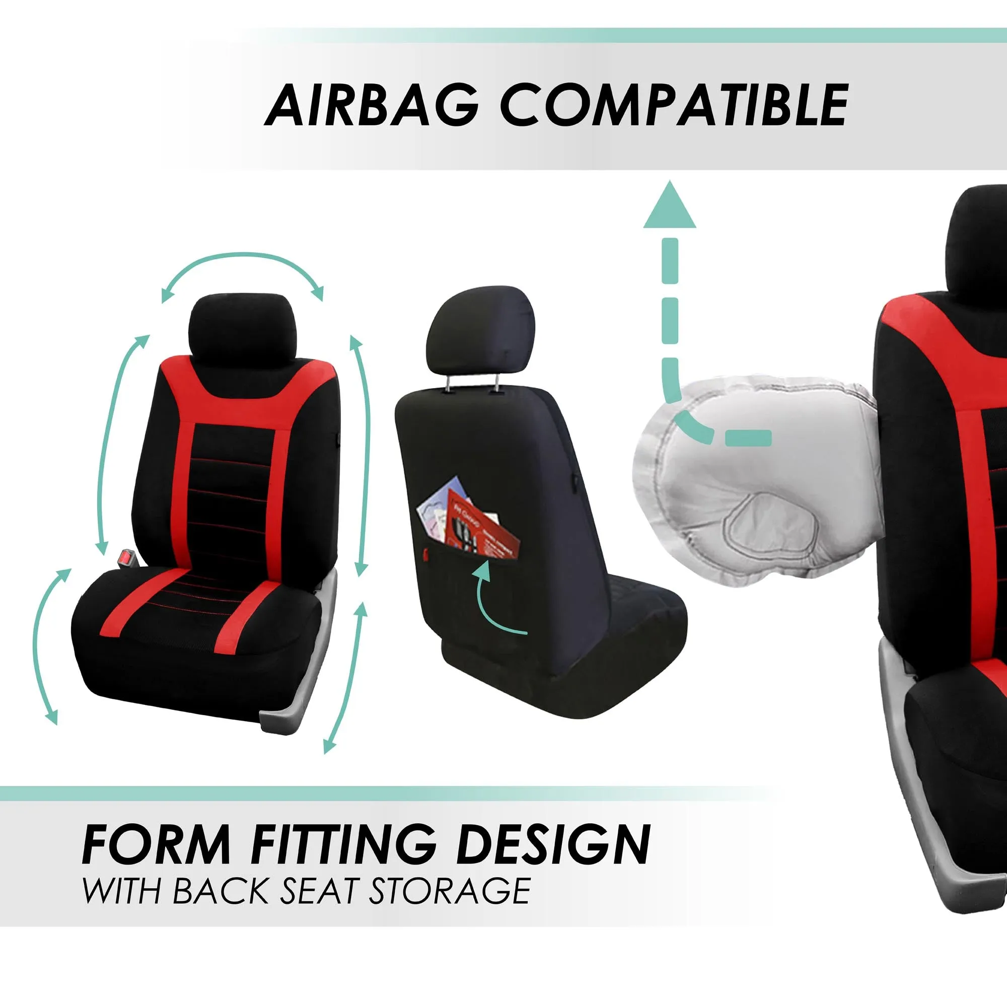 Sports Seat Covers - Full Set Red