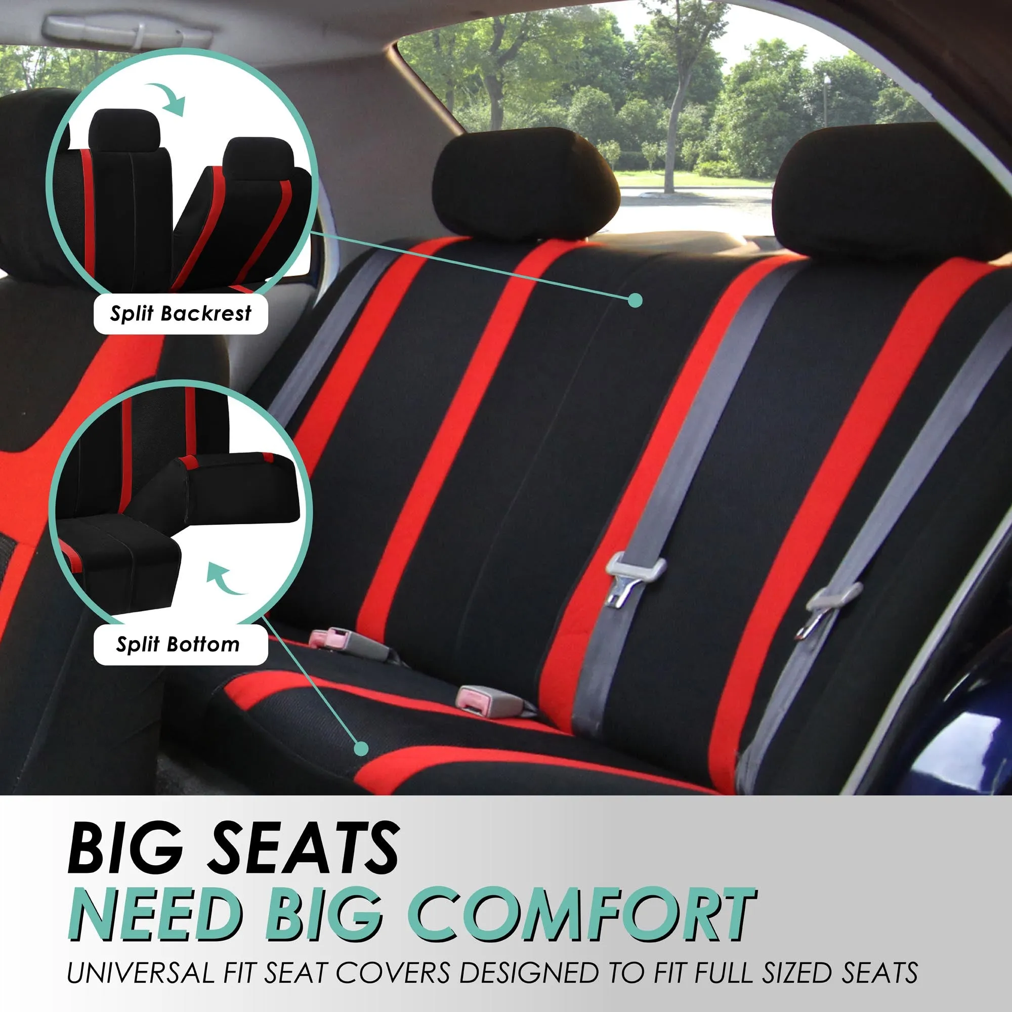 Sports Seat Covers - Full Set Red