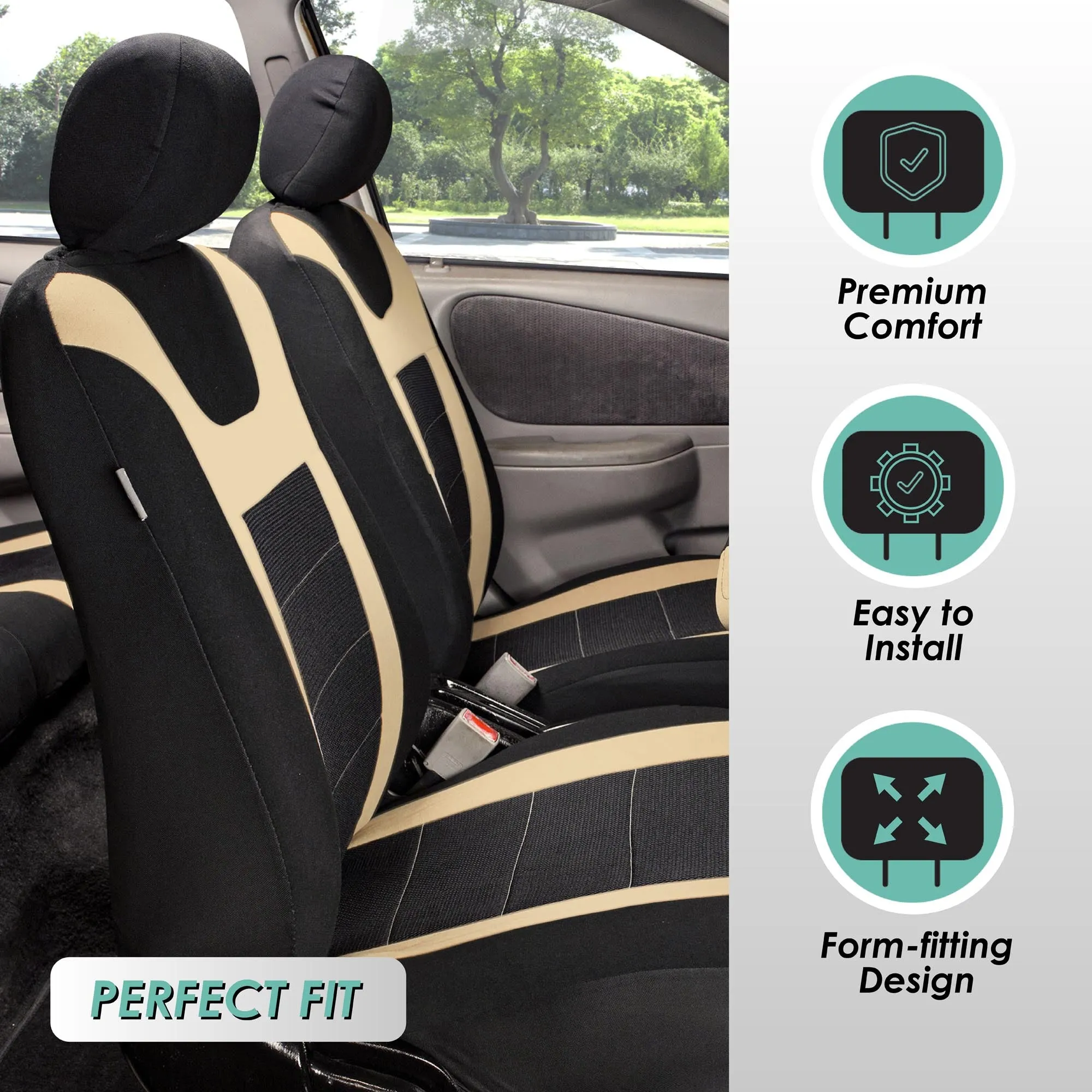 Sports Seat Covers - Rear Beige