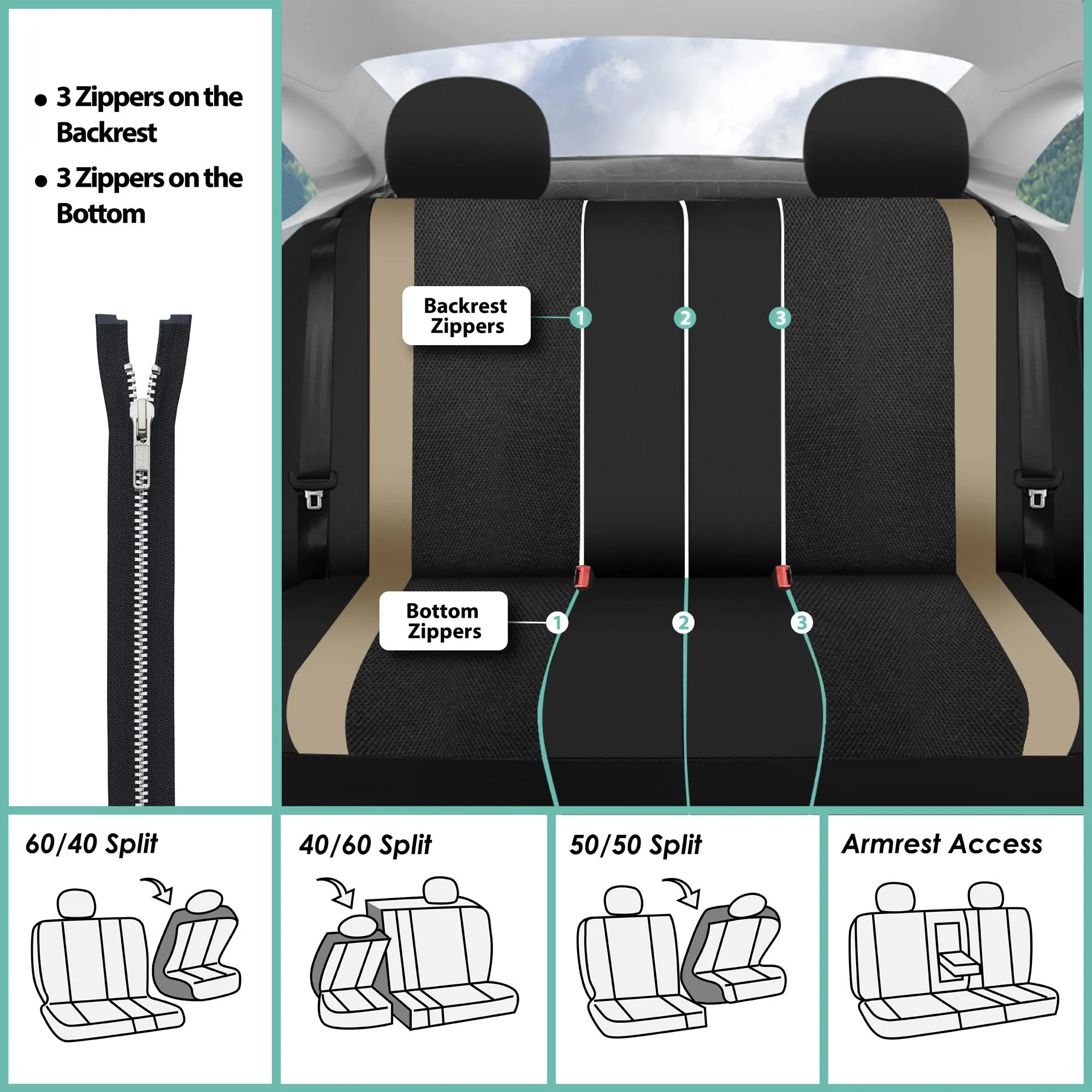 Sports Seat Covers - Rear Beige