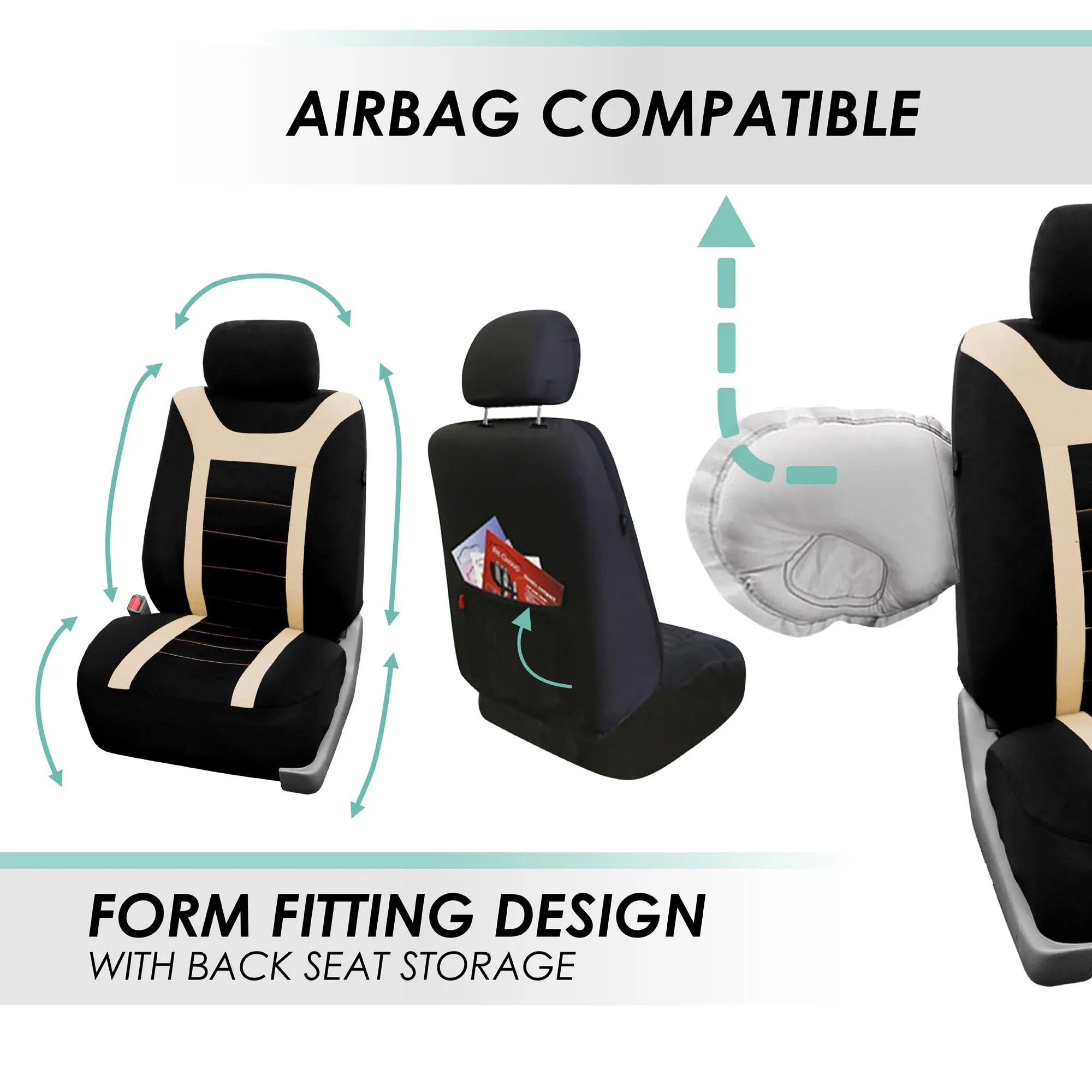 Sports Seat Covers - Rear Beige