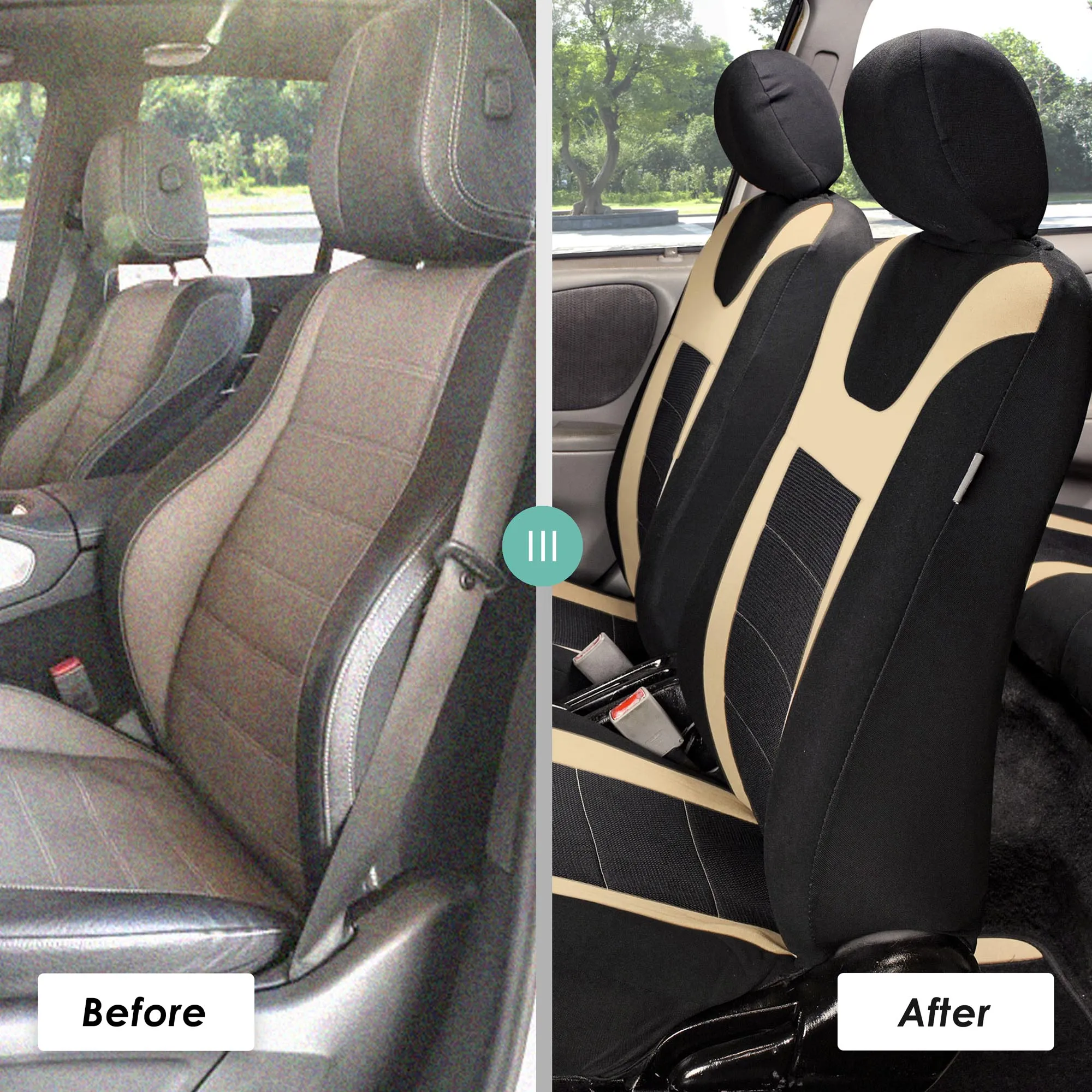 Sports Seat Covers - Rear Beige