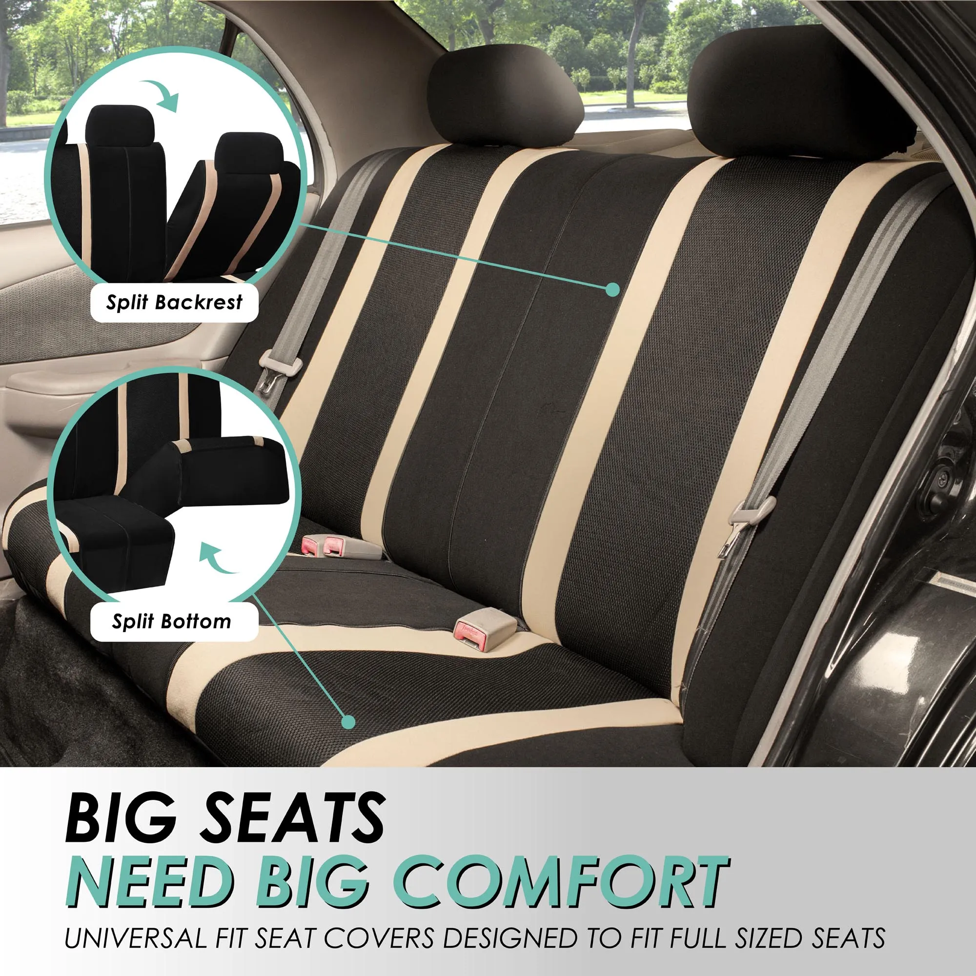 Sports Seat Covers - Rear Beige
