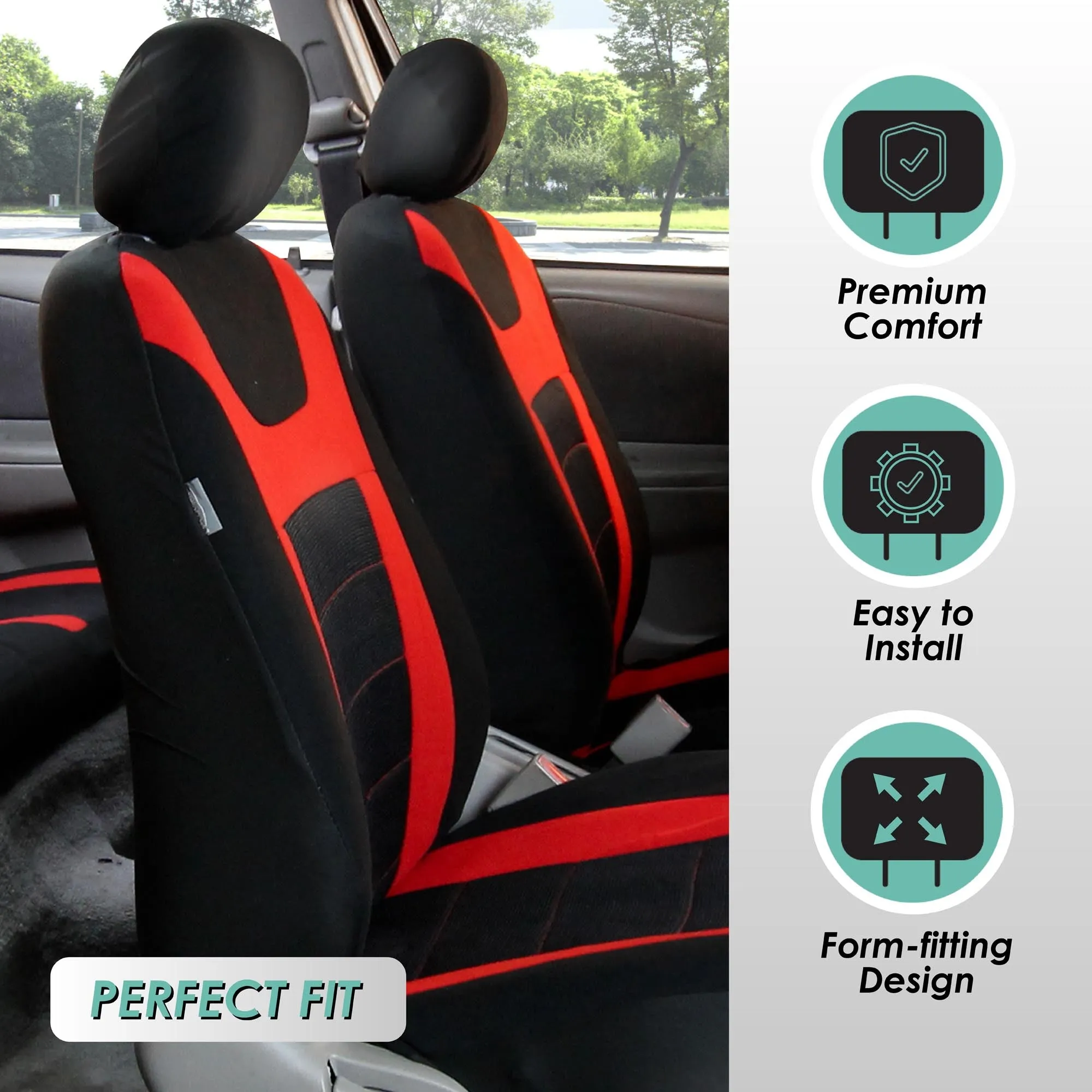 Sports Seat Covers - Rear Red