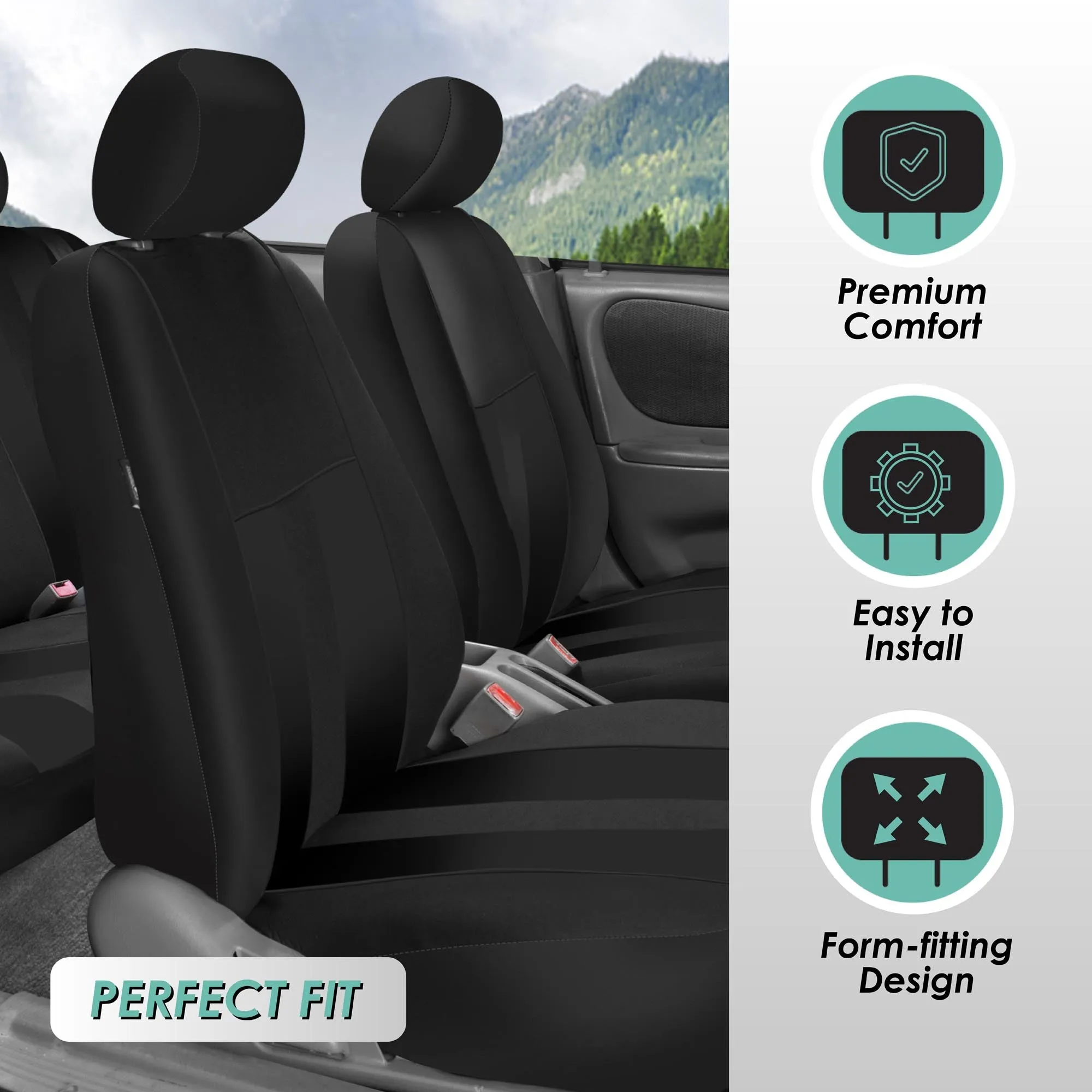 Striking Striped Seat Covers - Front Set Black