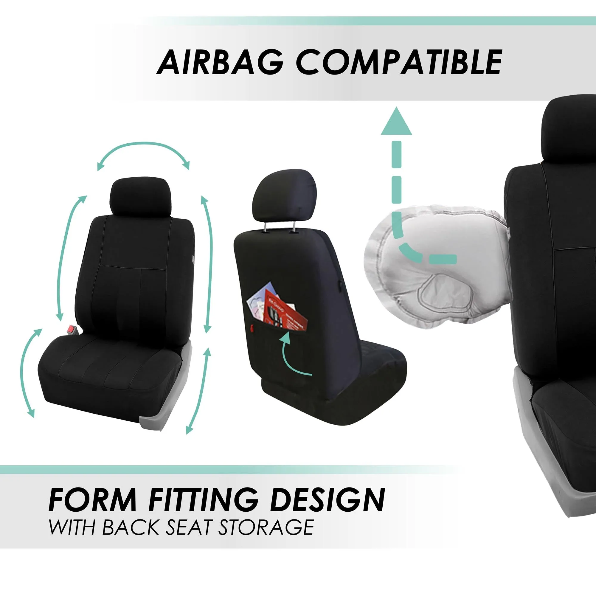 Striking Striped Seat Covers - Front Set Black