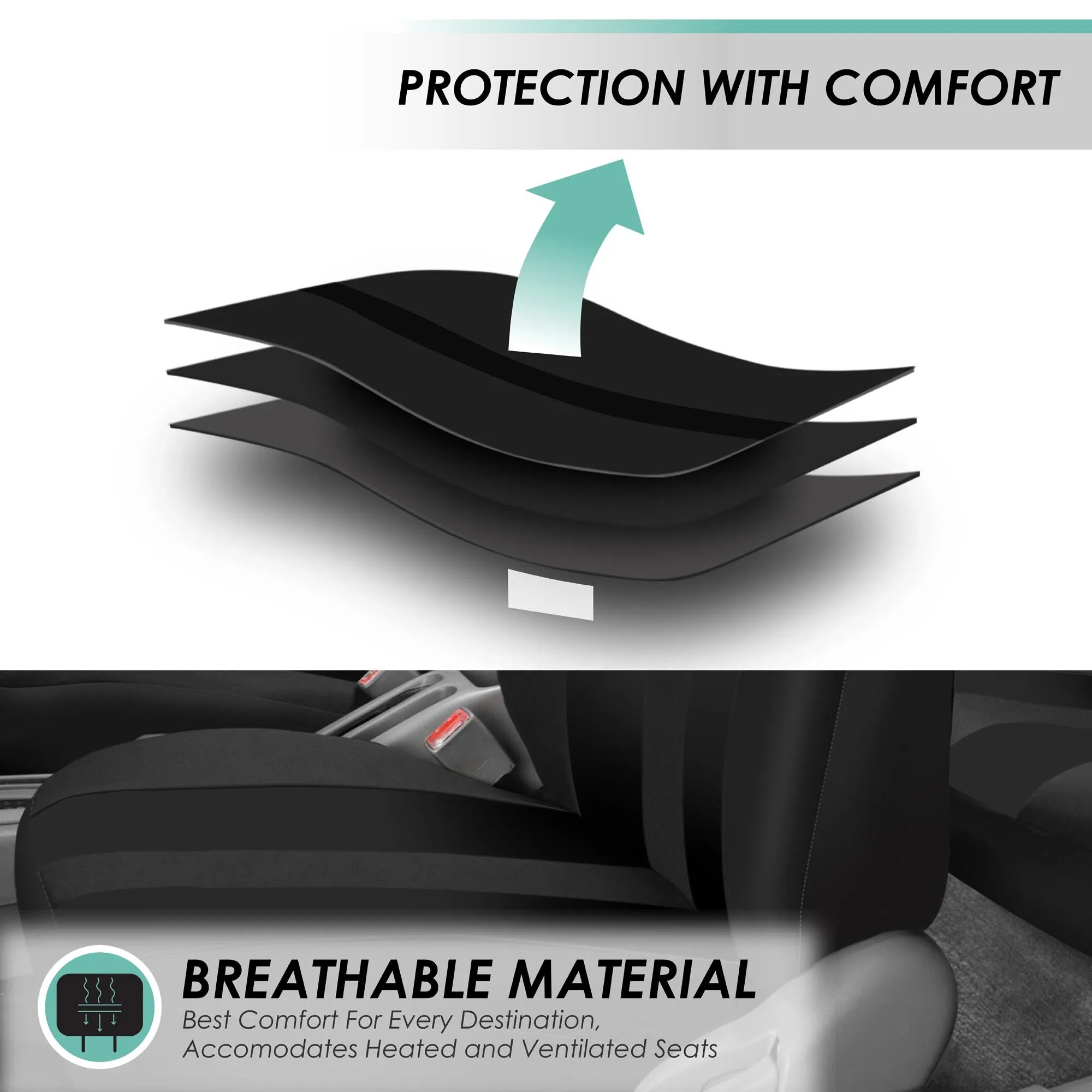 Striking Striped Seat Covers - Front Set Black
