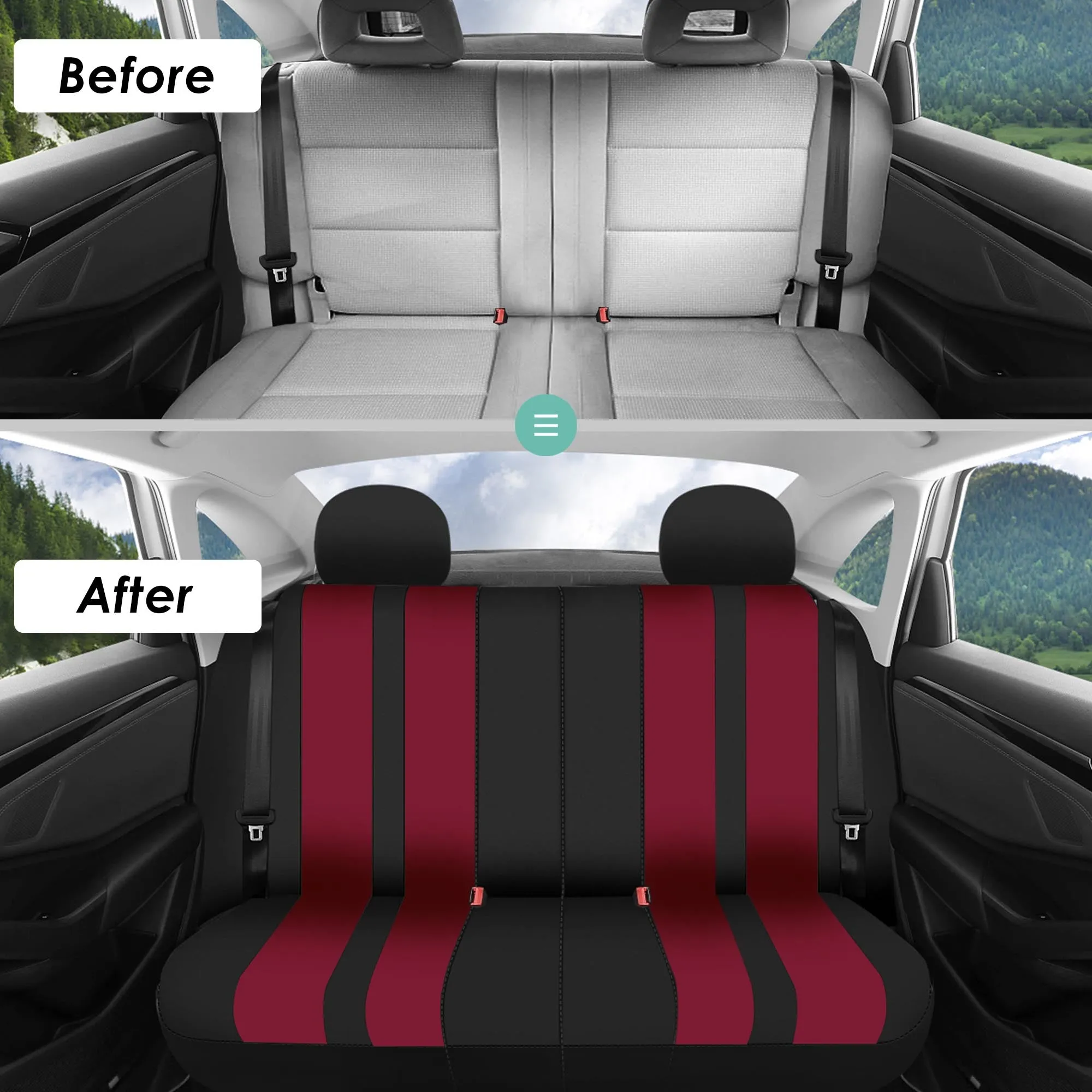 Striking Striped Seat Covers - Full Set Burgundy