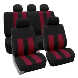 Striking Striped Seat Covers - Full Set Burgundy