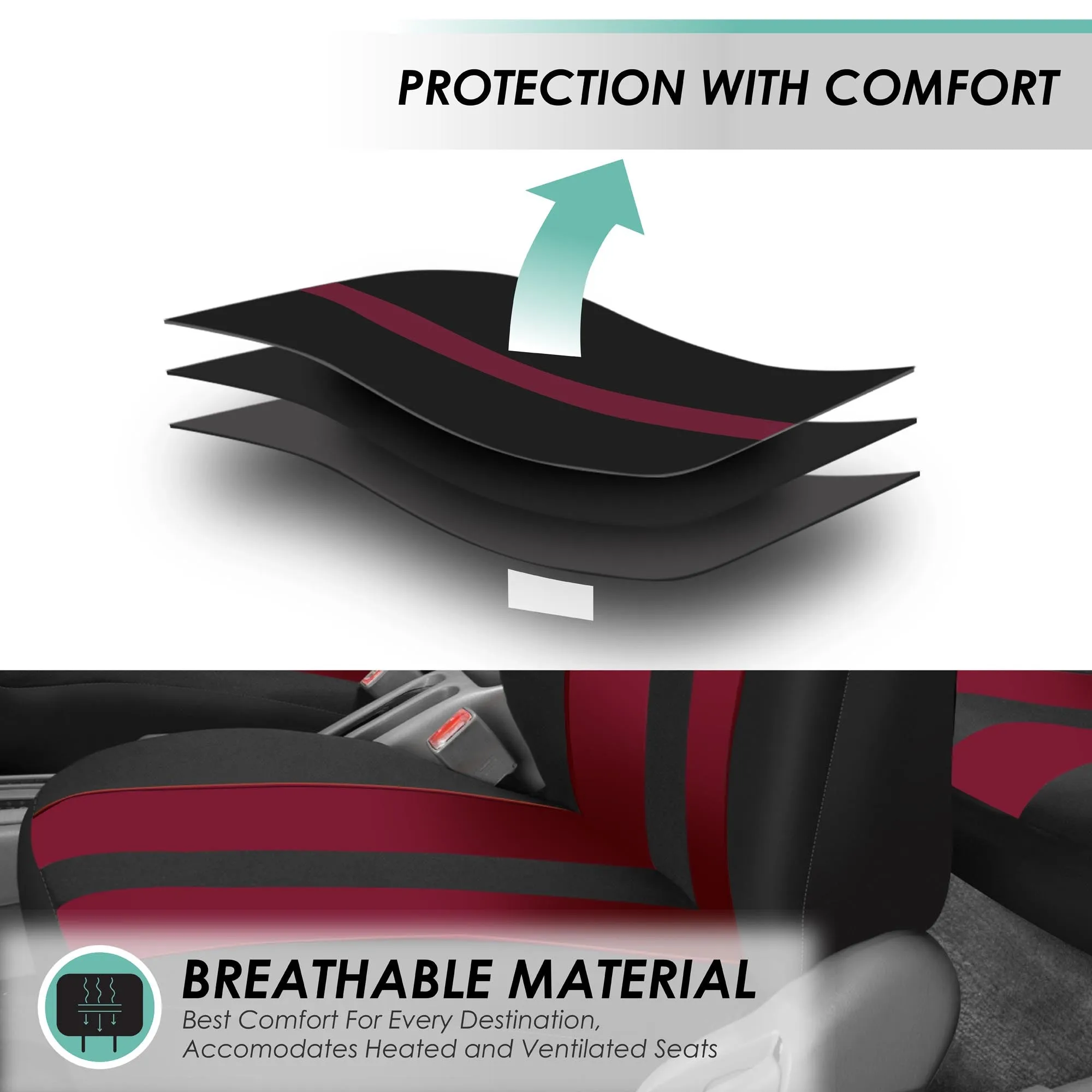 Striking Striped Seat Covers - Full Set Burgundy