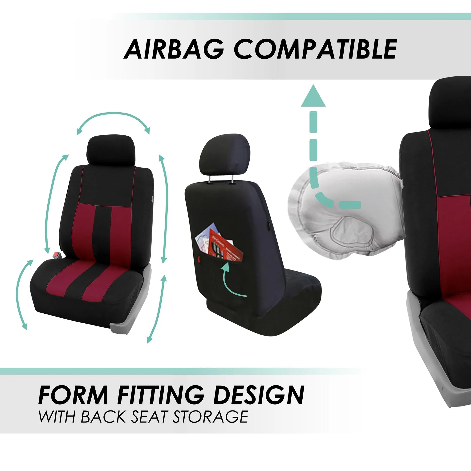 Striking Striped Seat Covers - Full Set Burgundy