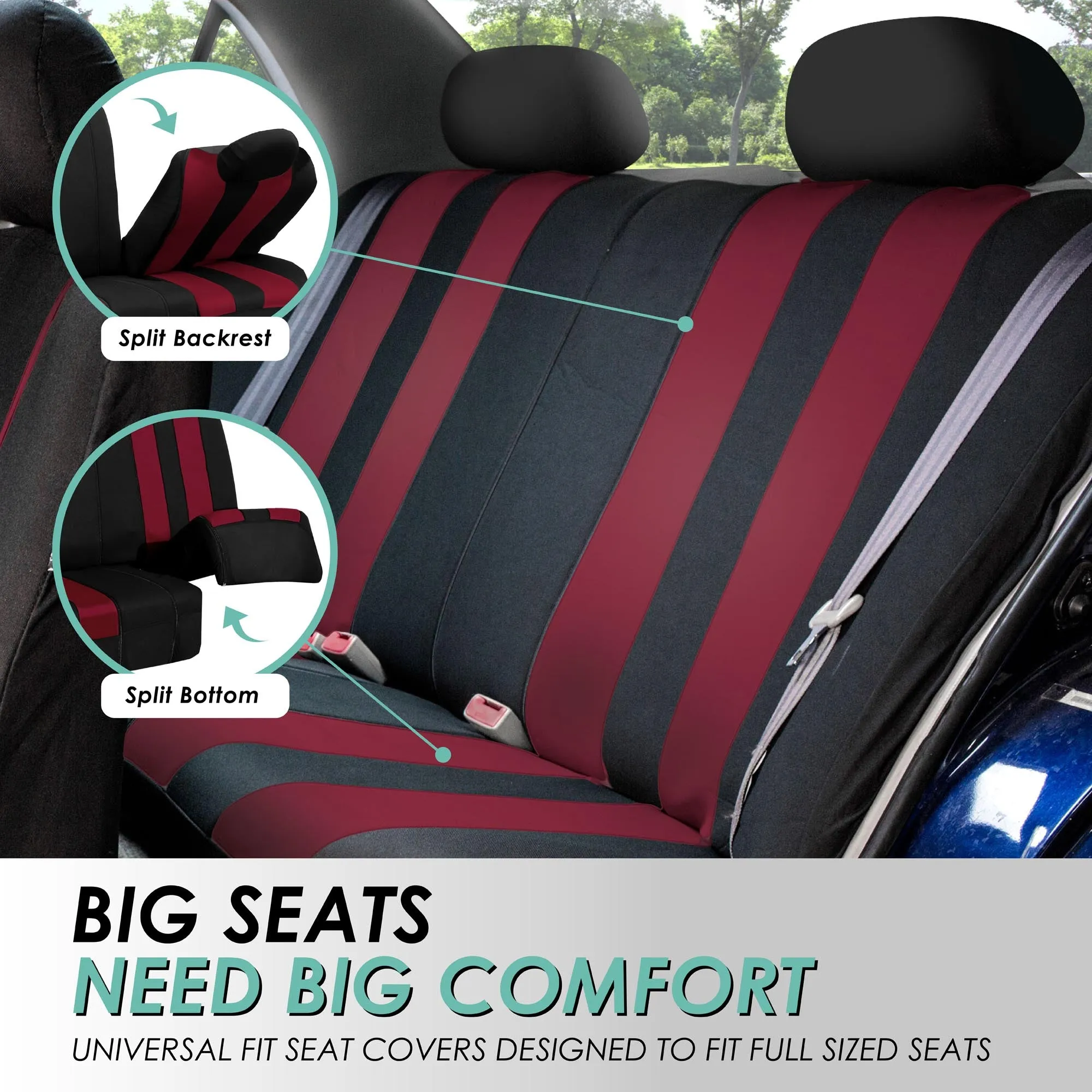 Striking Striped Seat Covers - Full Set Burgundy