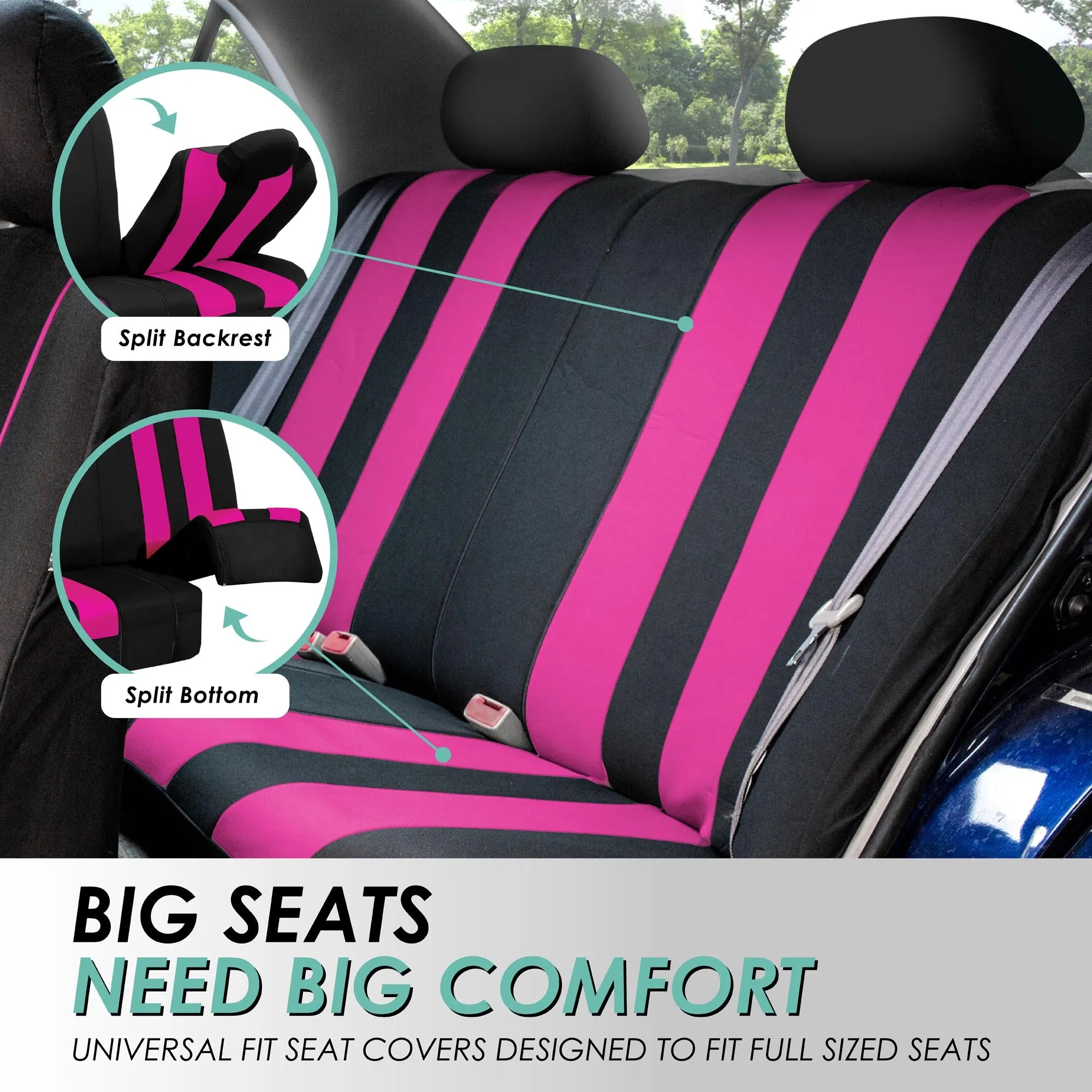 Striking Striped Seat Covers - Full Set Pink