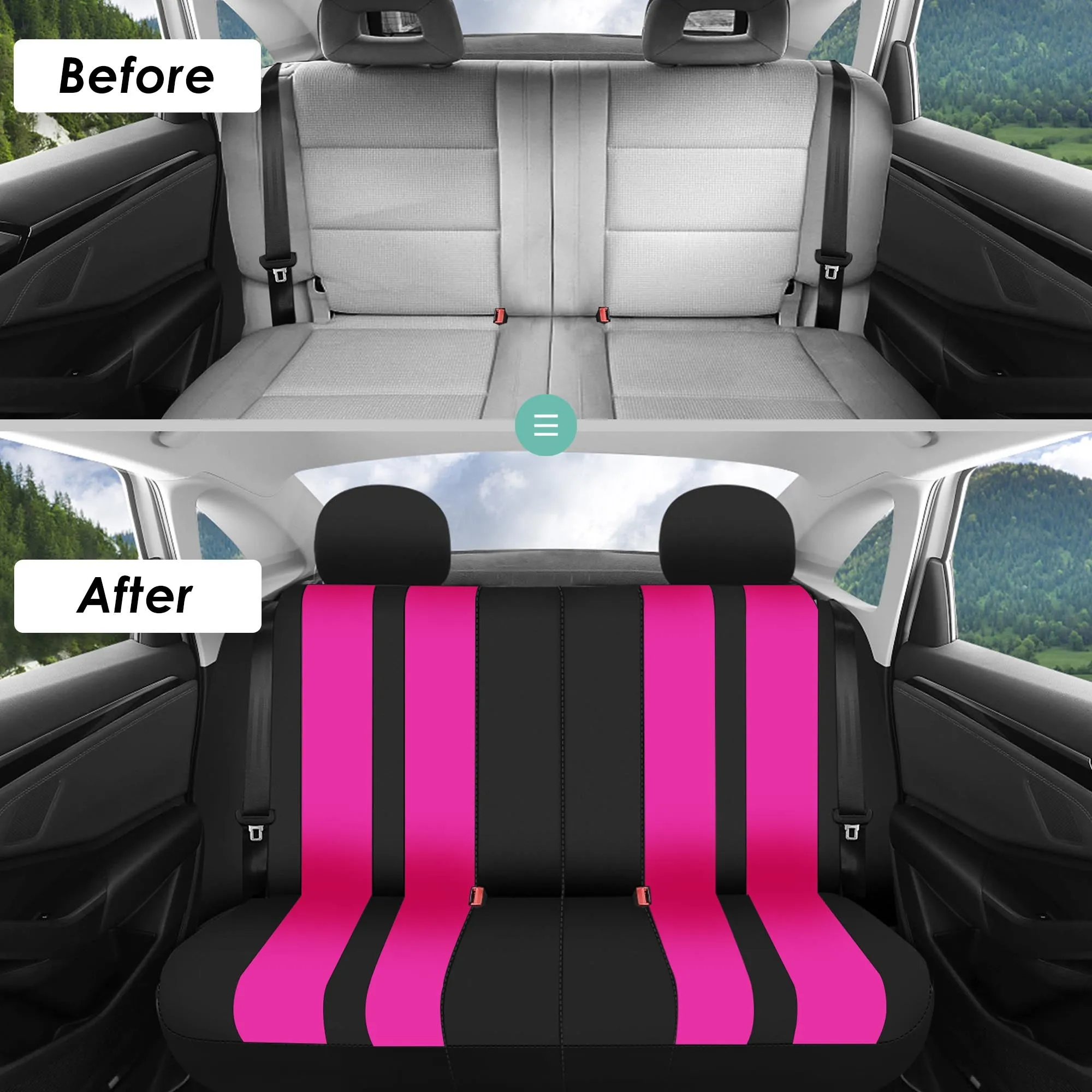 Striking Striped Seat Covers - Full Set Pink