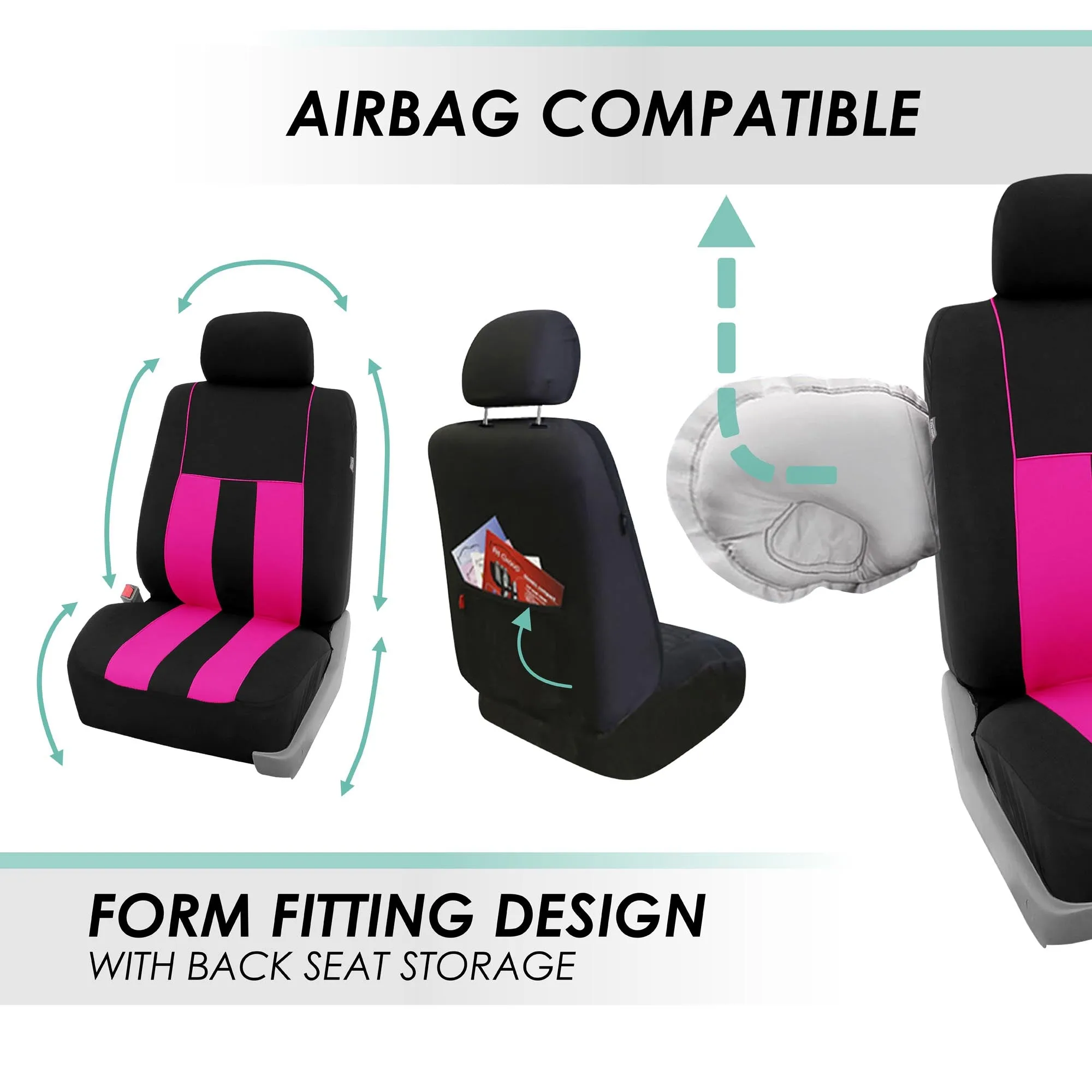 Striking Striped Seat Covers - Full Set Pink