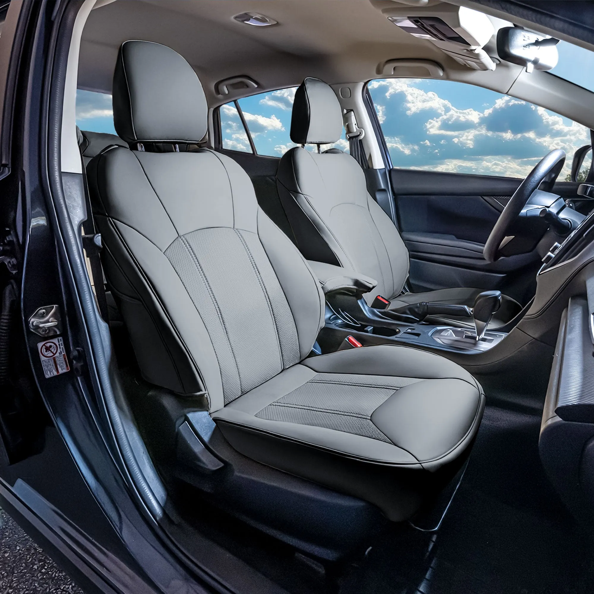 Subaru Crosstrek 2018-2023 - Full Set Seat Covers - Solid Gray Faux Leather