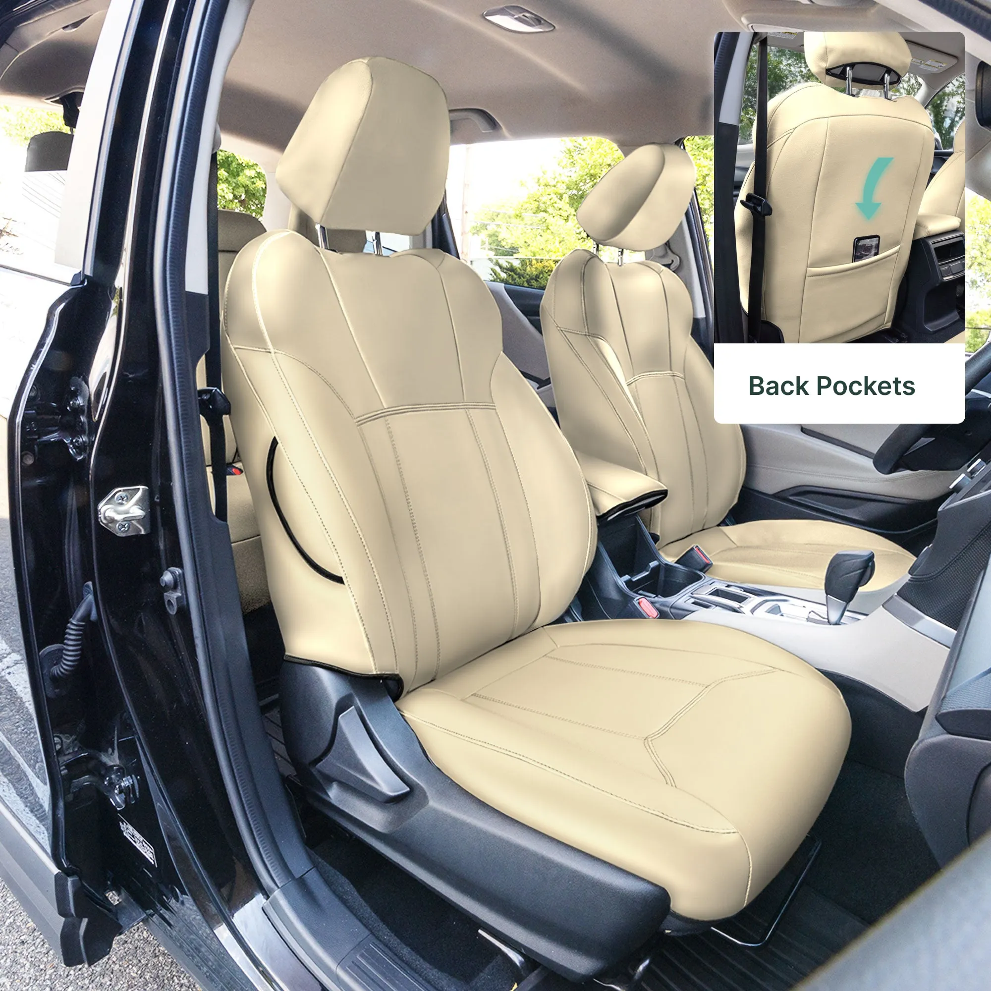 Subaru Forester 2019-2024 - Full Set Seat Covers - Beige Faux Leather