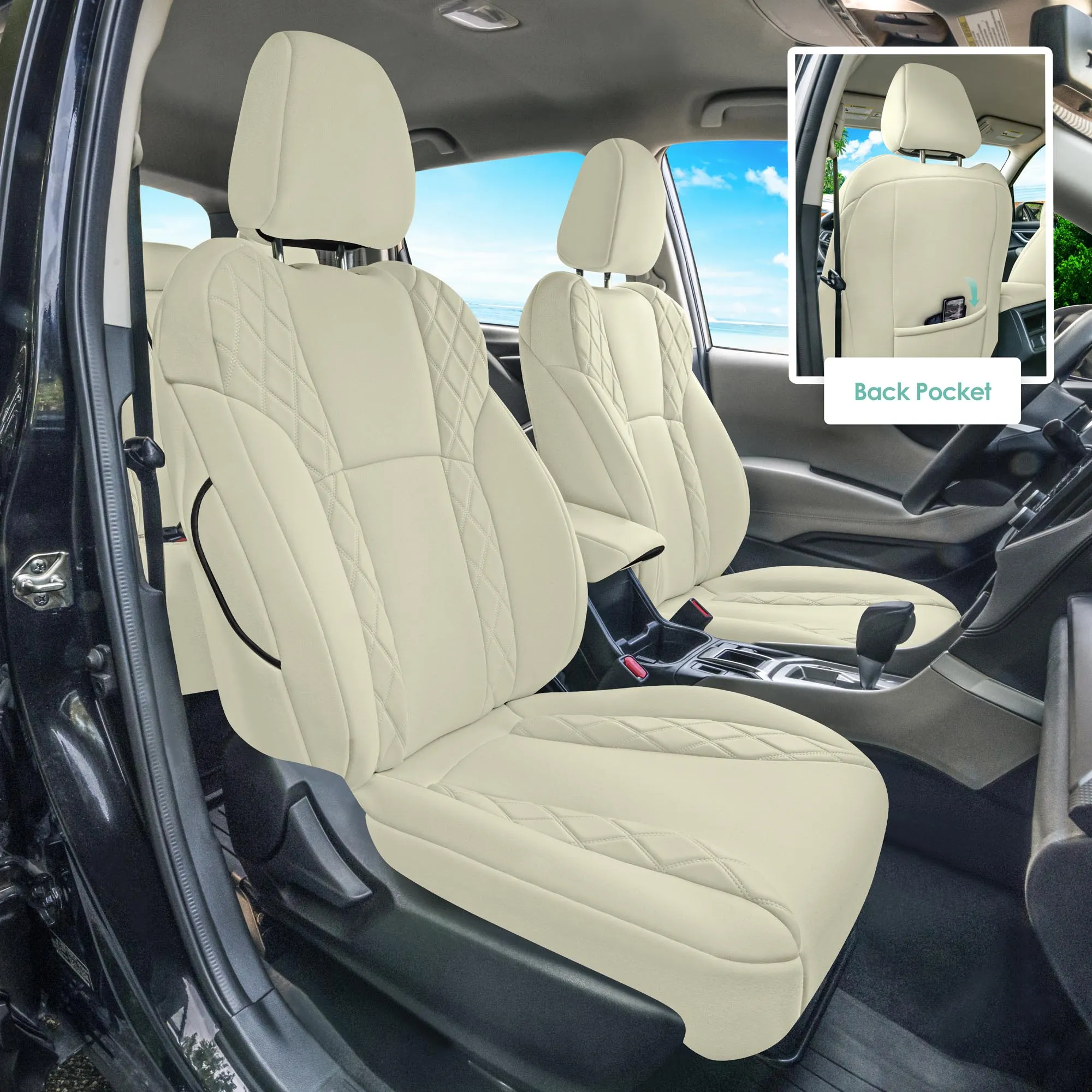 Subaru Forester 2019-2024 - Full Set Seat Covers - Solid Beige Ultraflex Neoprene