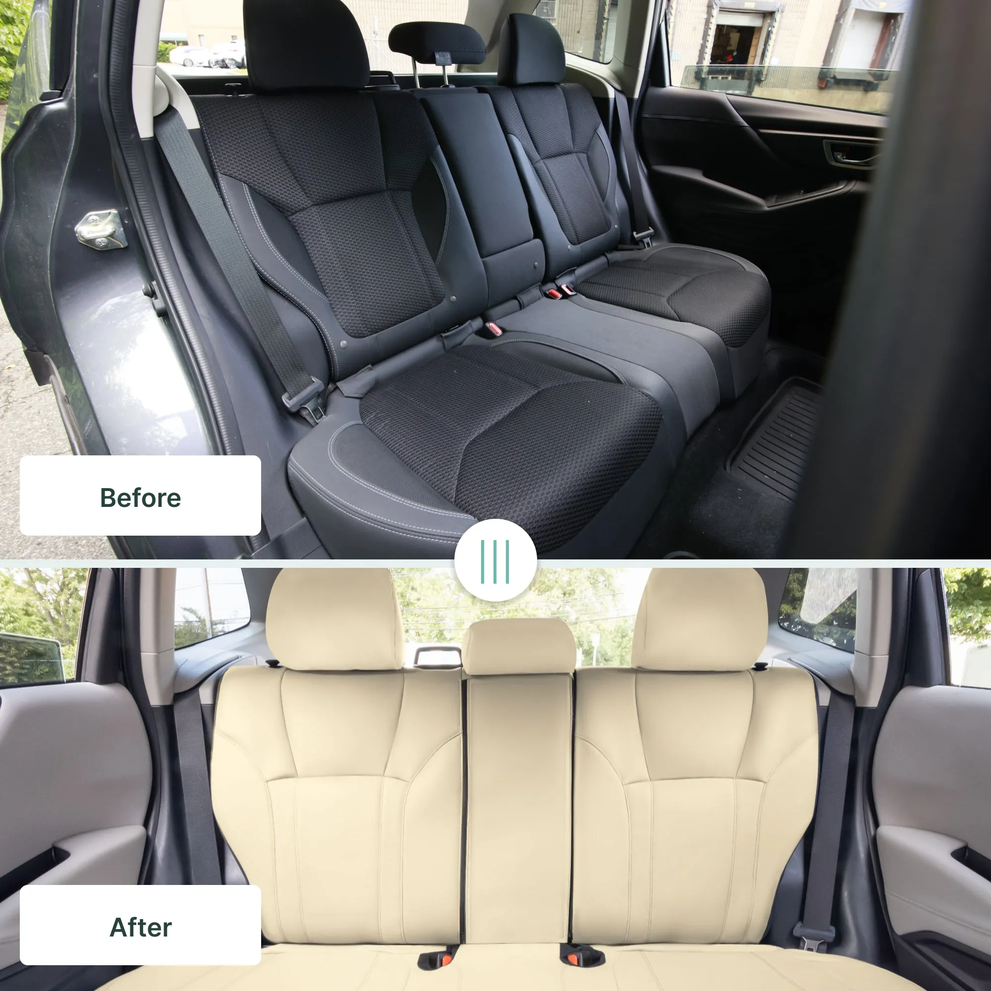 Subaru Forester 2019-2024 - Rear Set Seat Covers - Beige Faux Leather