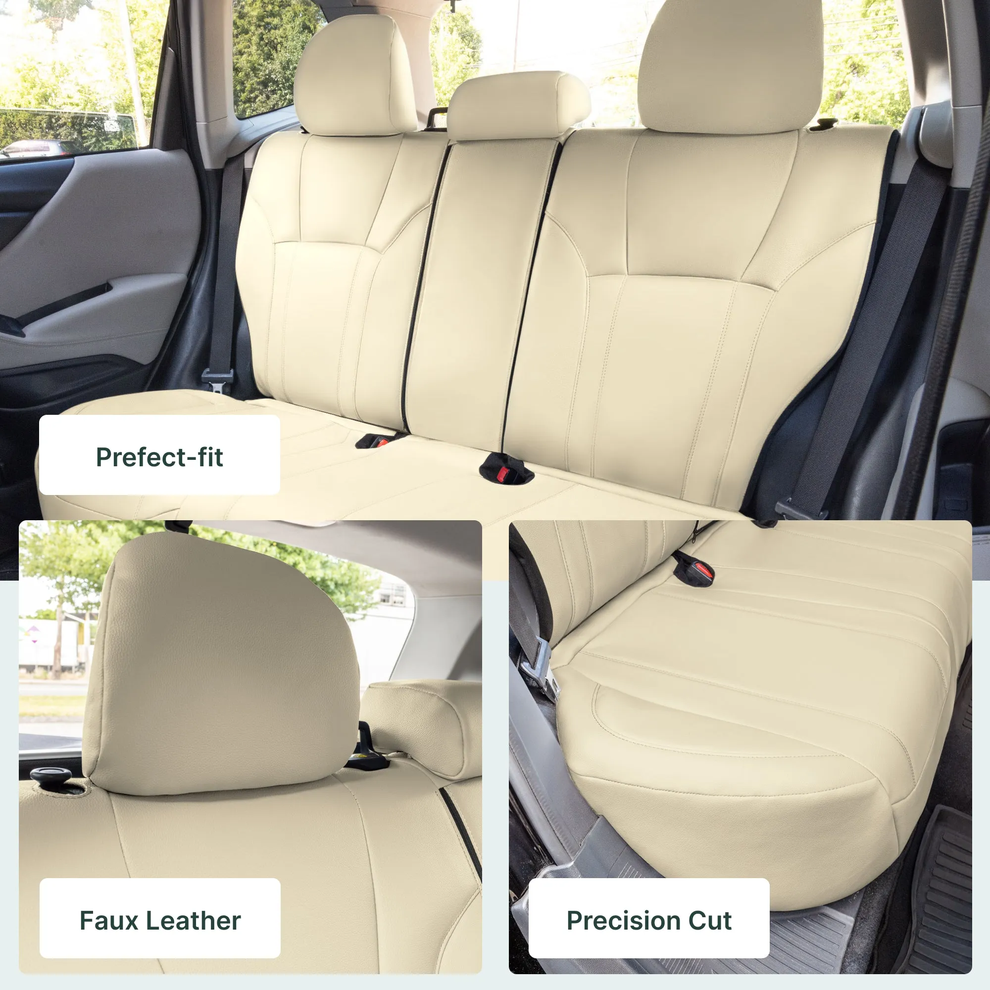 Subaru Forester 2019-2024 - Rear Set Seat Covers - Beige Faux Leather