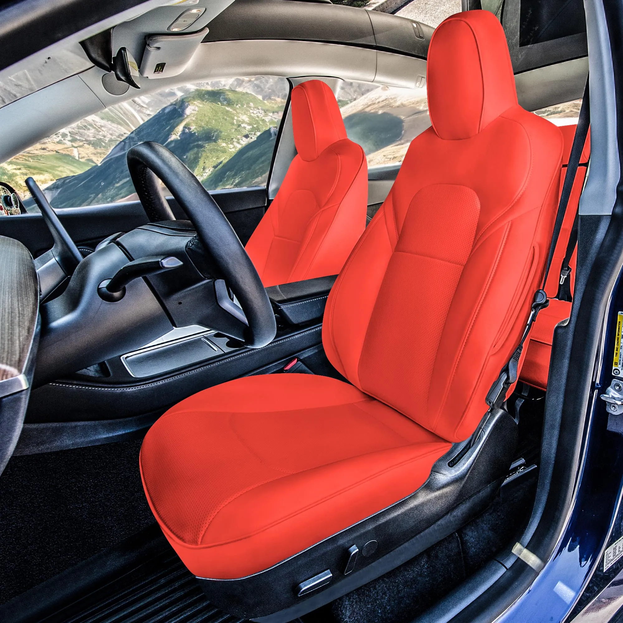 Tesla Model 3 2017 - 2023  - Full Set - Red Faux Leather
