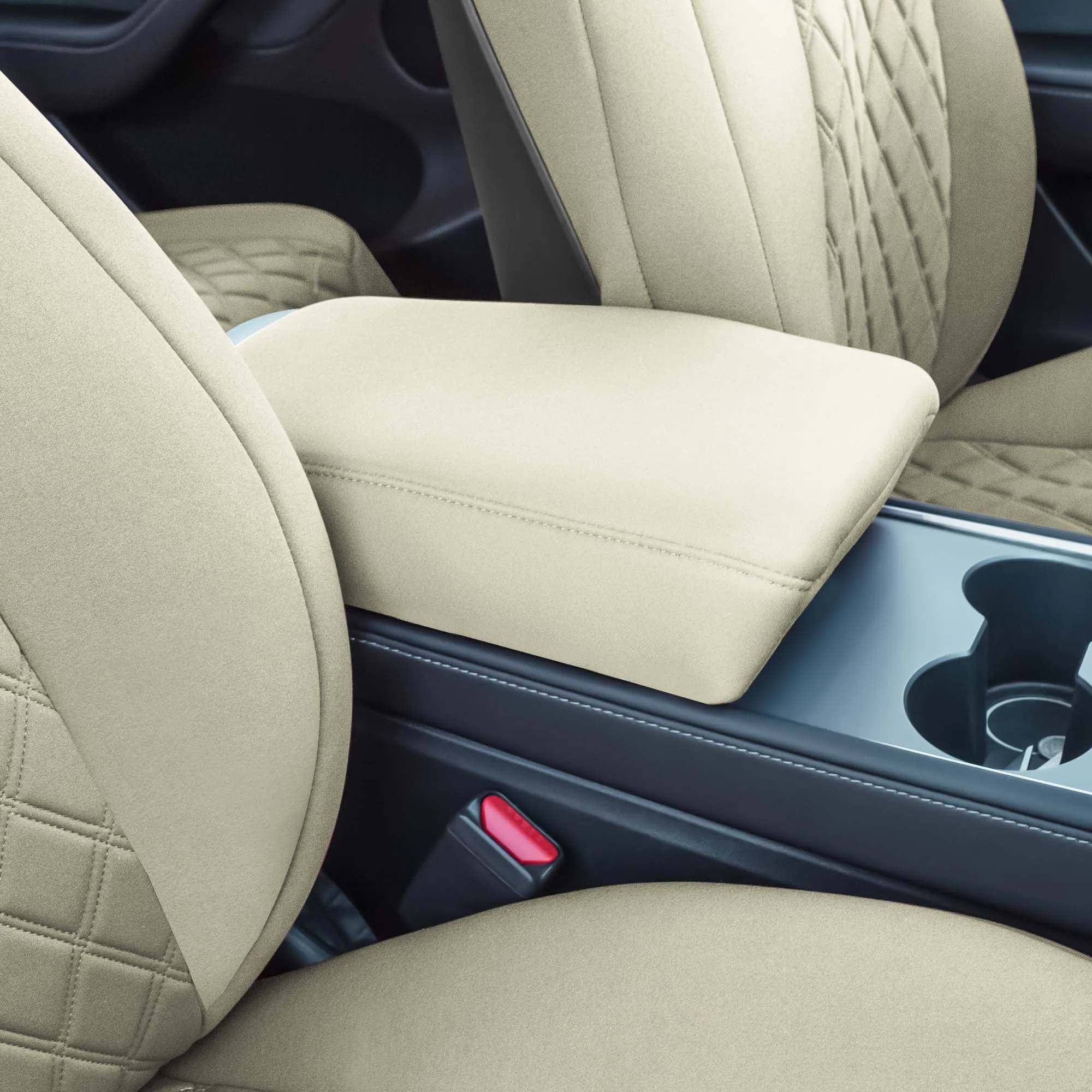 Tesla Model Y 2020 - 2024 - Front Set Seat Covers - Solid Beige Ultraflex Neoprene